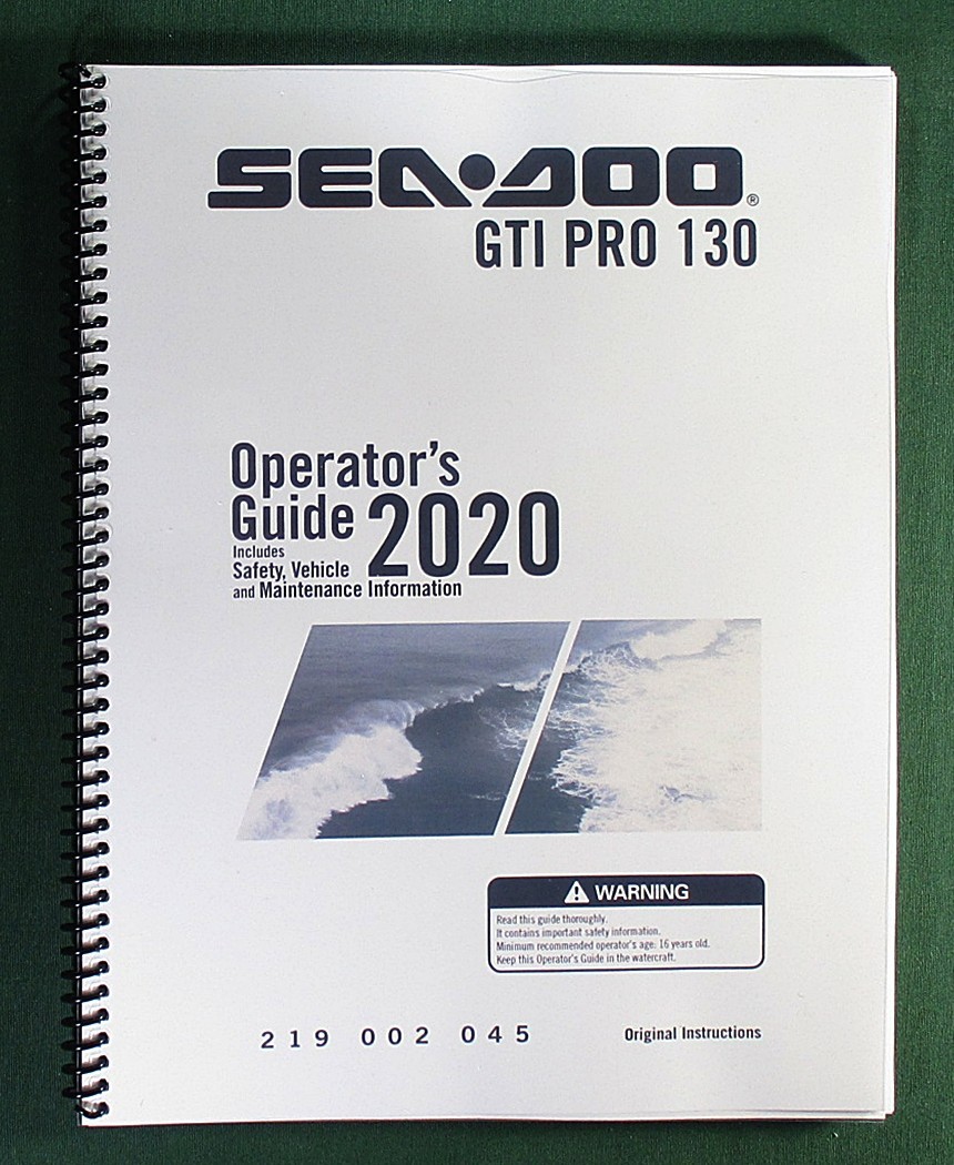 2020 SeaDoo GTI PRO 130 Operator’s Manual w/ Protective Covers