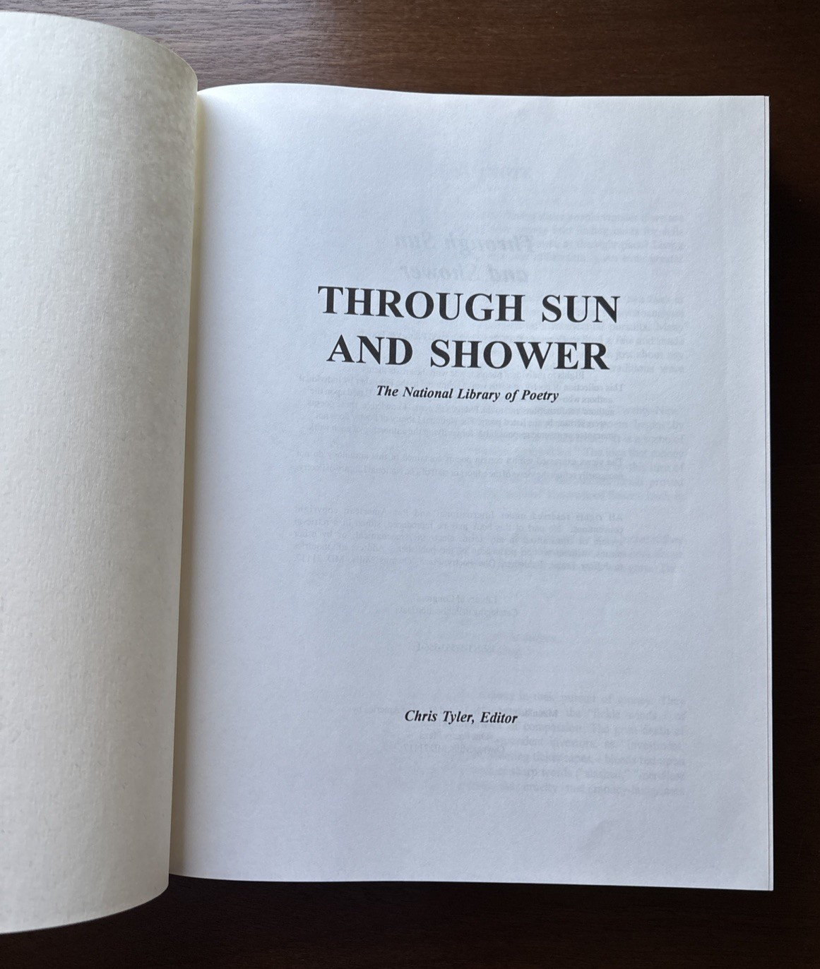 Through Sun and Shower 1997 The National Library of Poetry Chris Tyler, Editor
