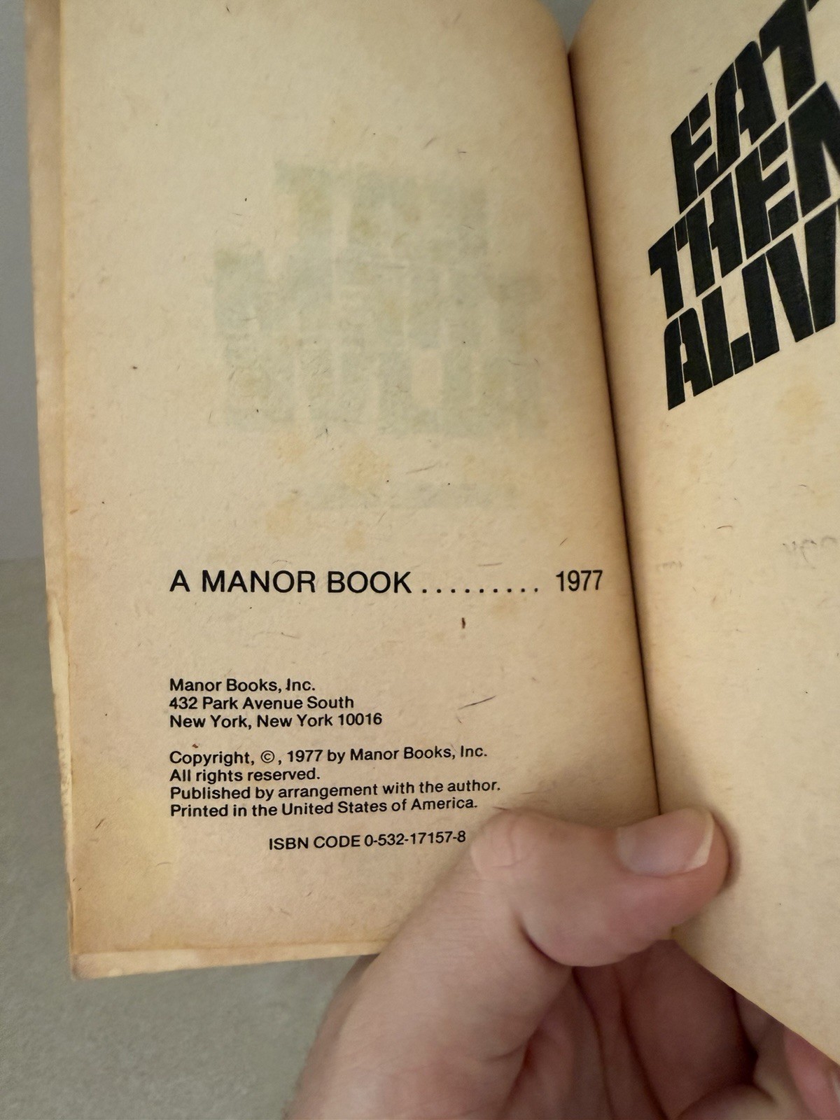 Eat Them Alive Pierce Nace 1977 Manor Books 1st Edition Rare Horror Vintage