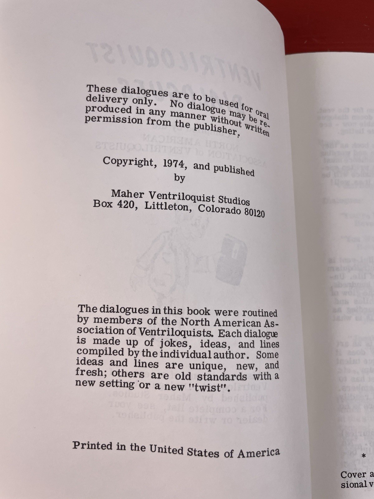 N.A.A.V. Dialogues for Ventriloquists Gospel Subjects Maher Studios VTG PB 1974