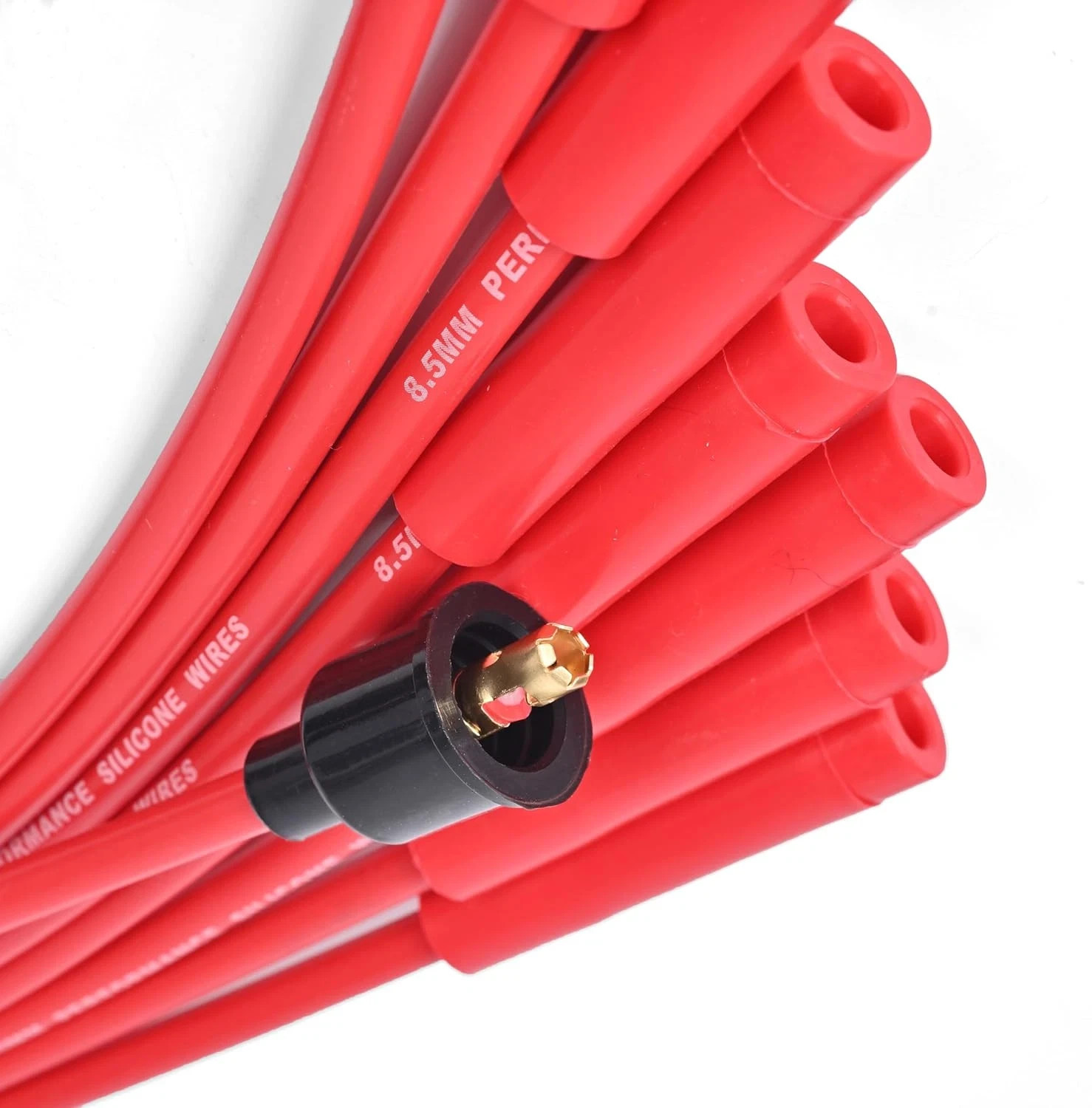Universal Spark Plug Wire Set 8.5mm Spark Plug Wires with Red HEI Straight Boot