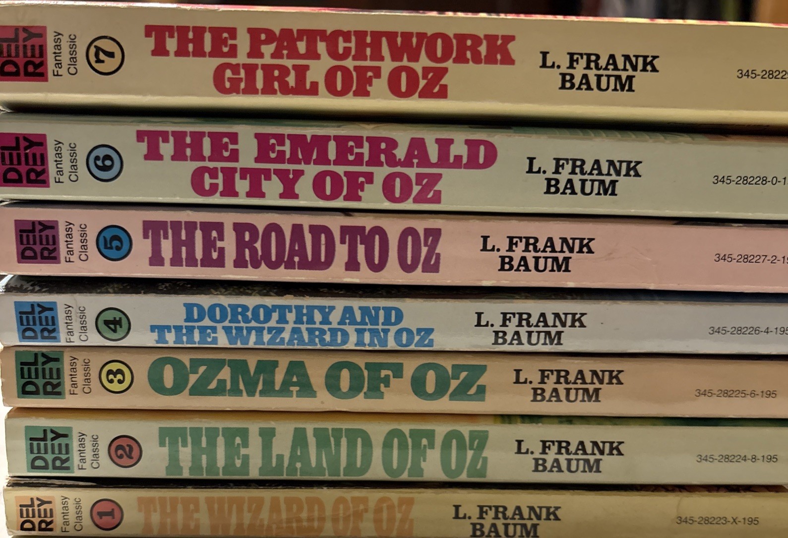 Lot of 7 Wizard of Oz Del Rey Paperback L. Frank Baum Vol 1-7 Vintage 1979 EUC