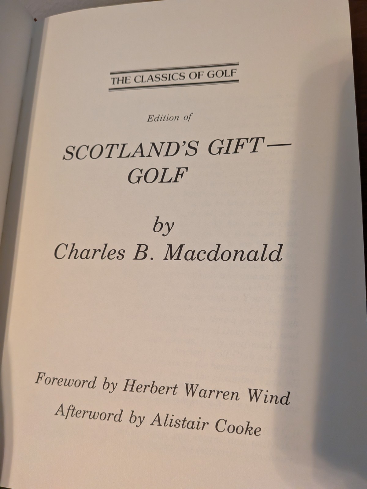 Charles Blair Macdonald — Scotland’s Gift: Golf — 1985 Classics of Golf HC VGC