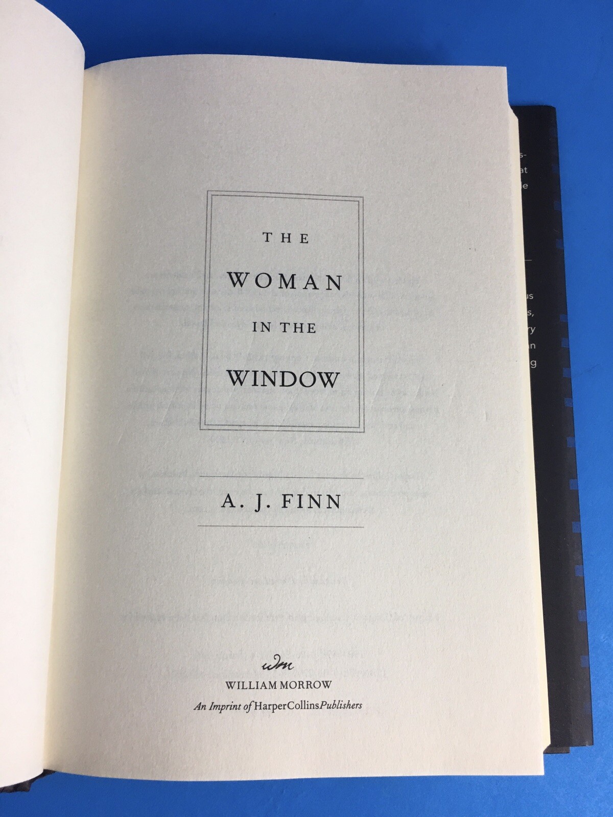 A. J. Finn, THE WOMAN IN THE WINDOW Signed by Author 2018 HC w/ DJ 1st Edition