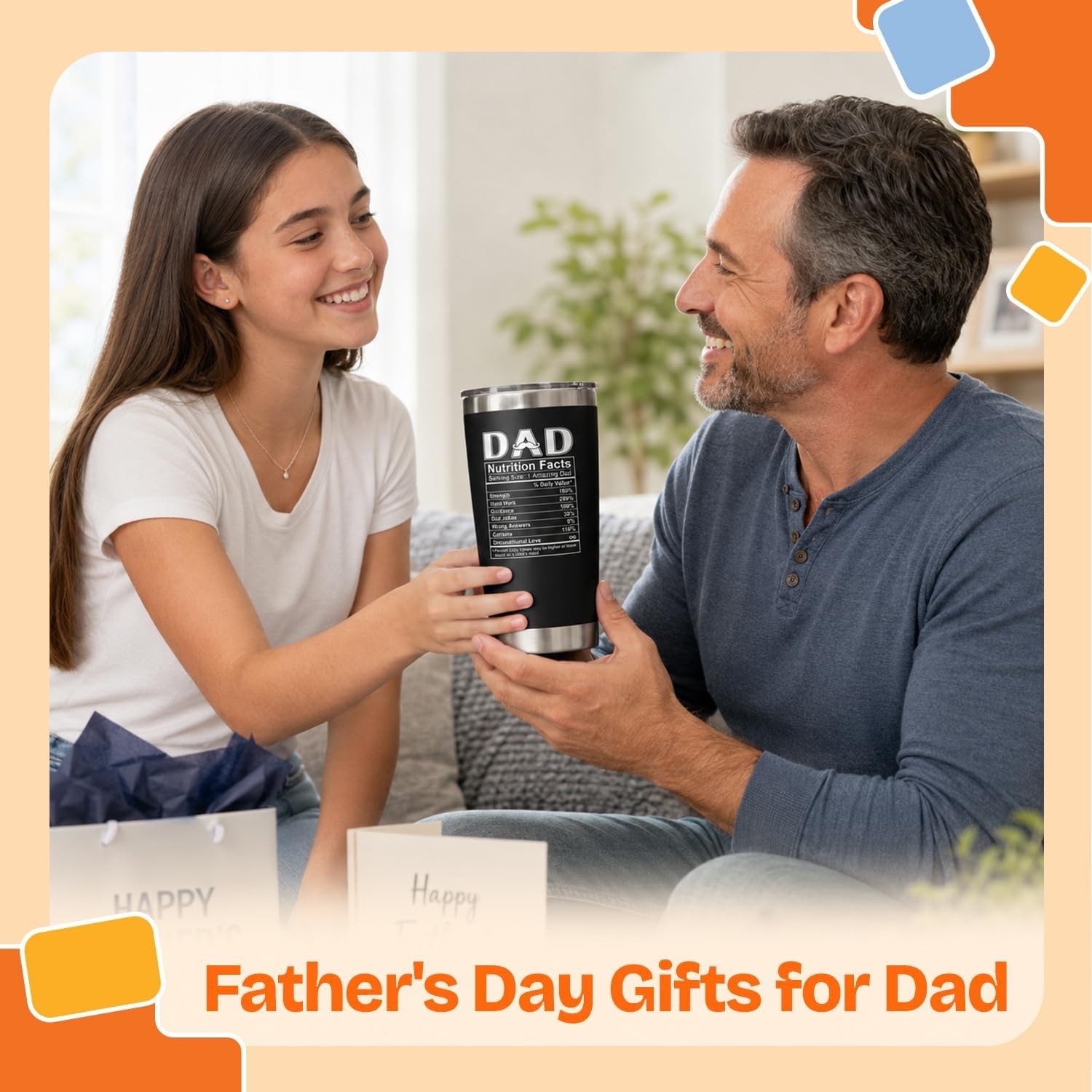Funny and Functional 20 Oz Stainless Steel Tumbler – Gifts for Dad from Kids