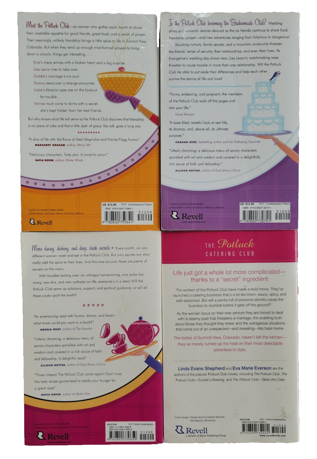Lot of 4, Linda Evans Shepherd, Potluck Club, Take the Cake, Catering Club TPB