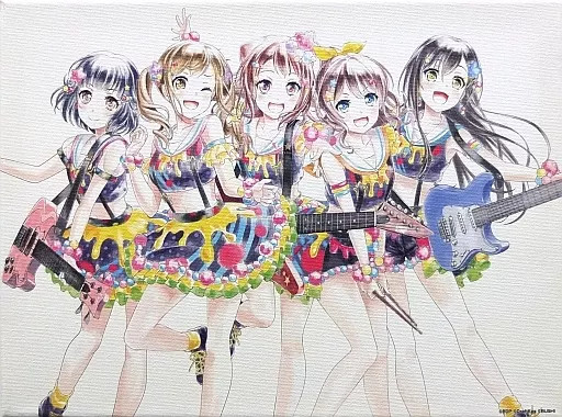 BanG Dream! Poppin’Party Original Illustration Board 12.9×9.5in Canvas Art