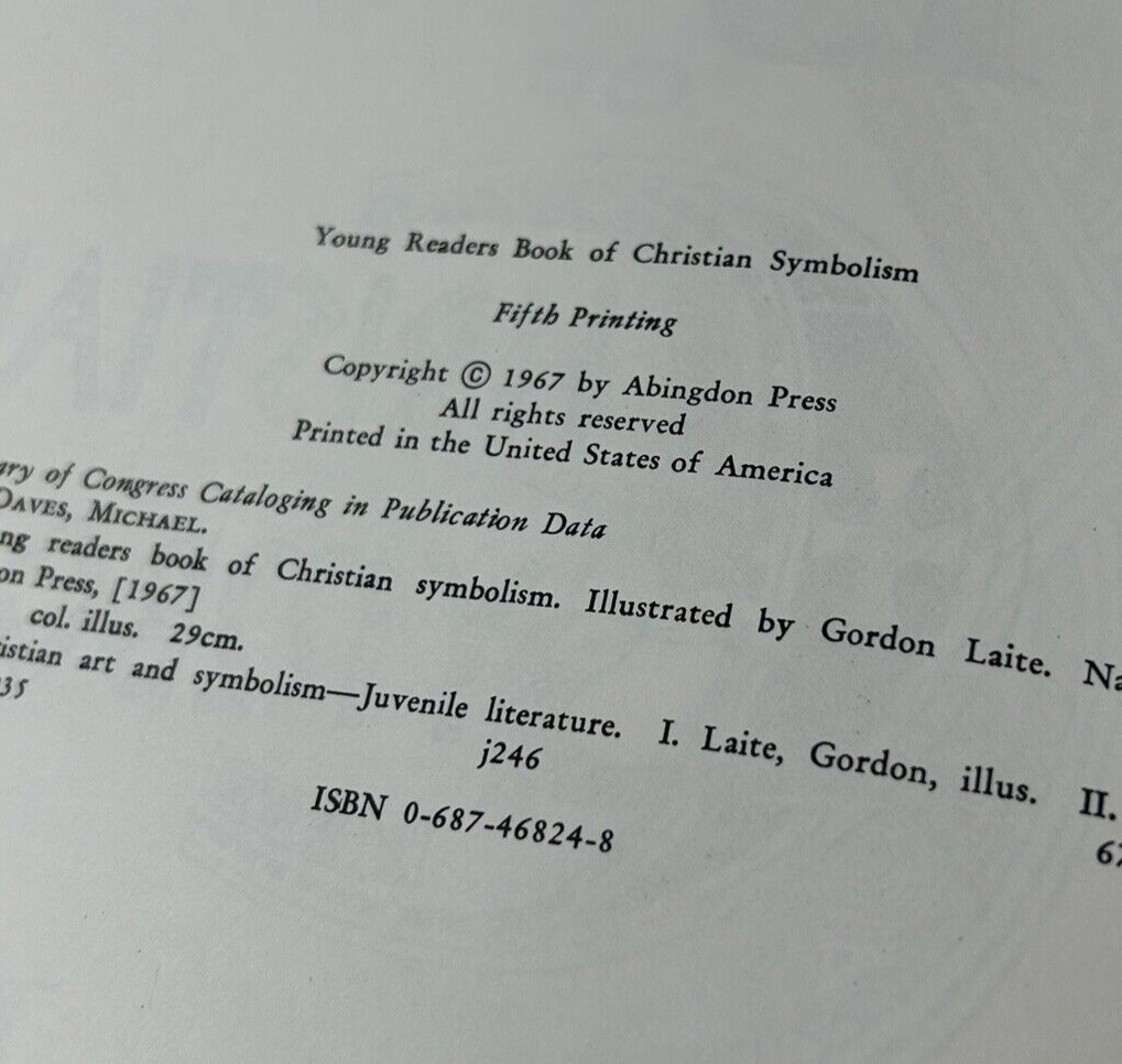 Young Reader’s Book of Christian Symbolism Vintage 1967 Hardcover Michael Daves