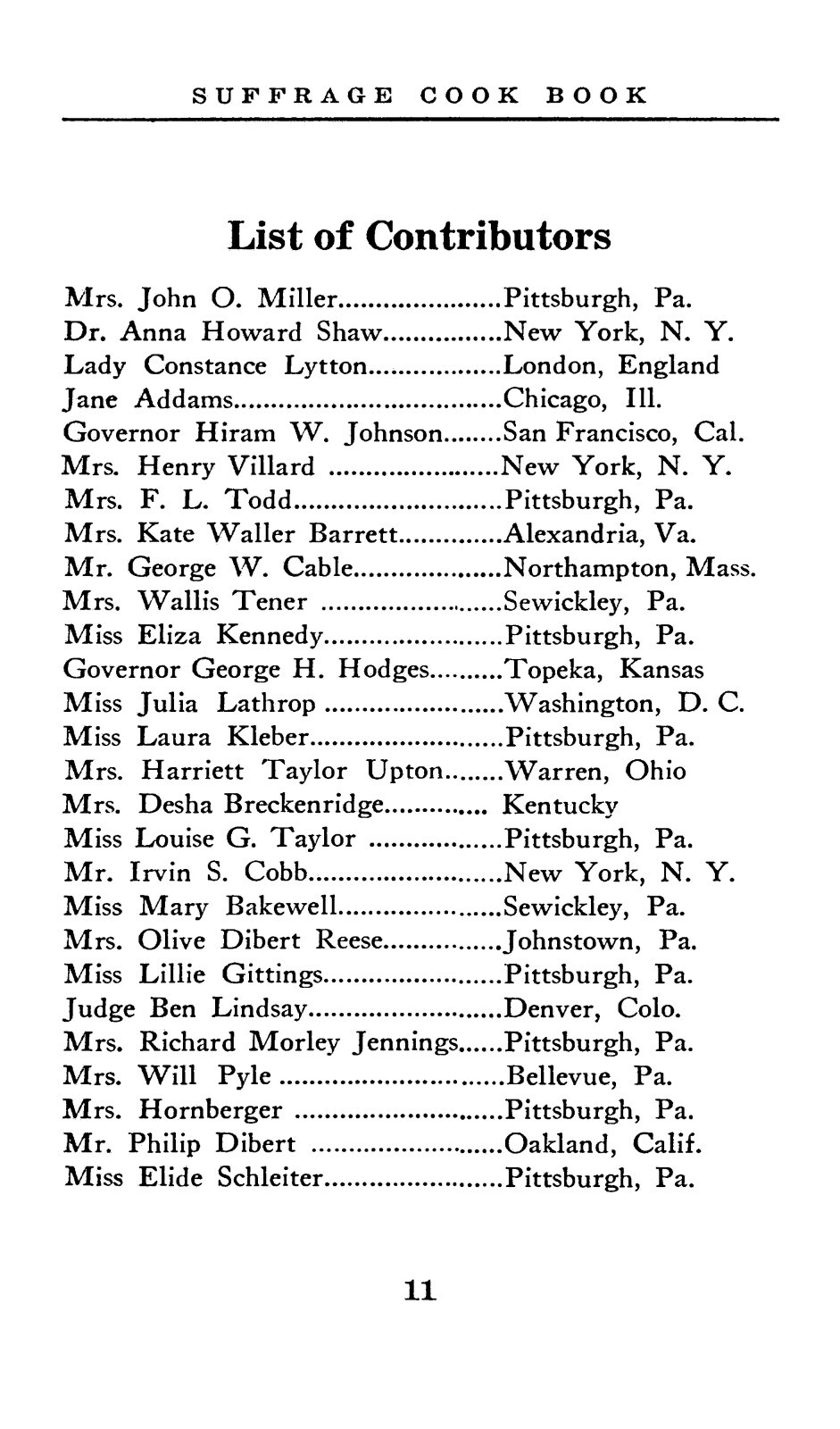 1915 The Suffrage Cook Book 244 Pages