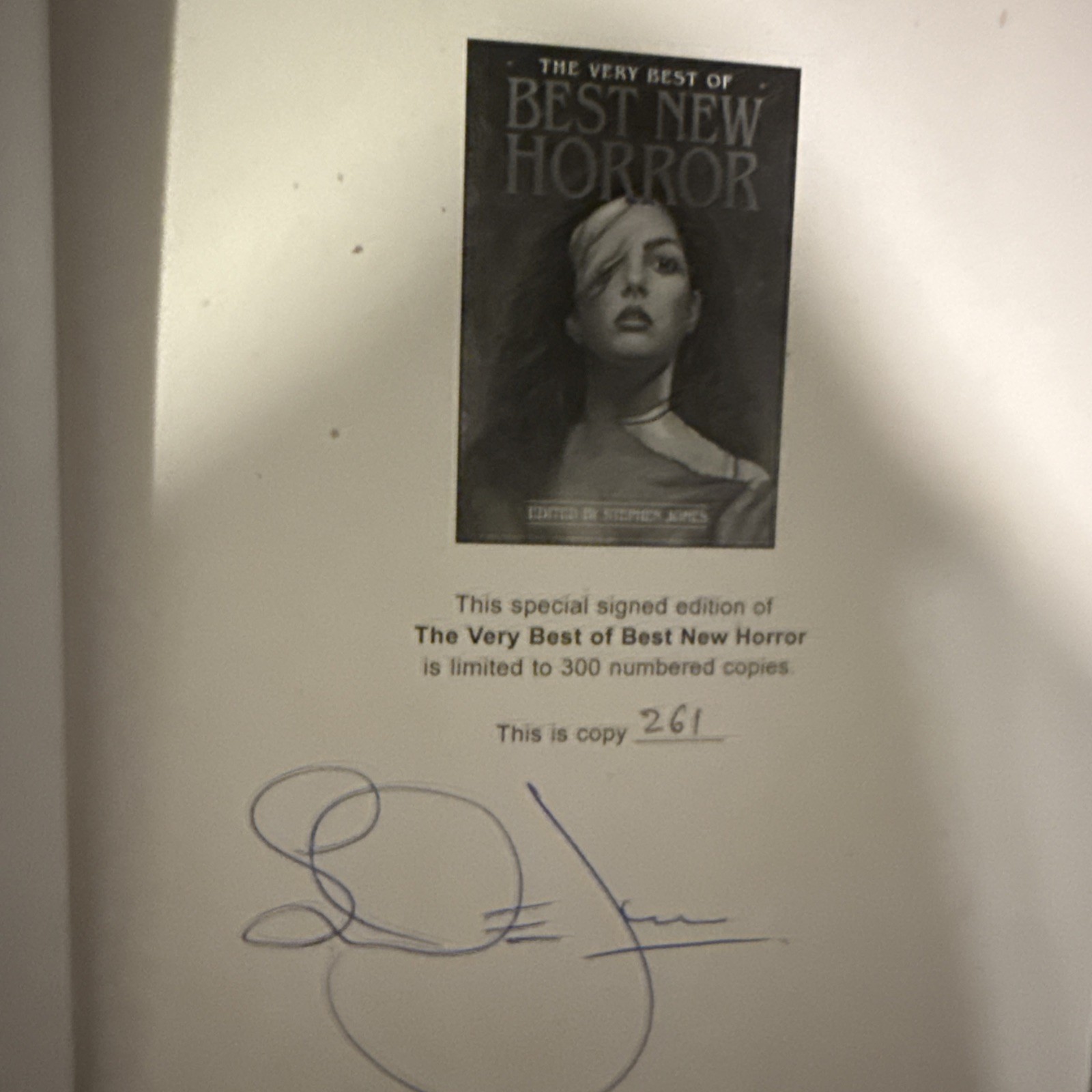 The Very Best of Best New Horror – Jones – Signed Limited 261/300 Earthling HCDJ