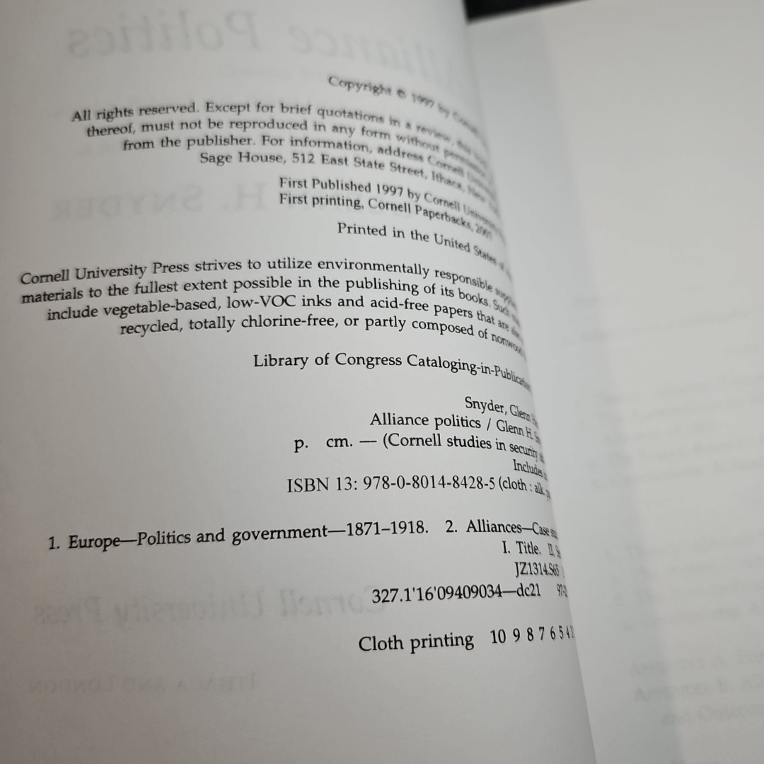 Alliance Politics (Cornell Studies in Security Affairs)