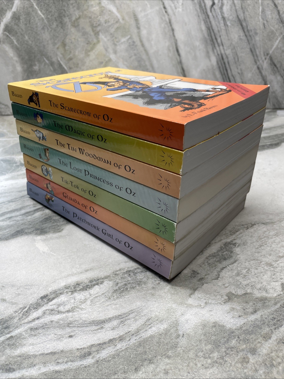 7 Wizard of Oz Books by L. Frank Baum Softcover Magic of Oz Tik Tok 2002