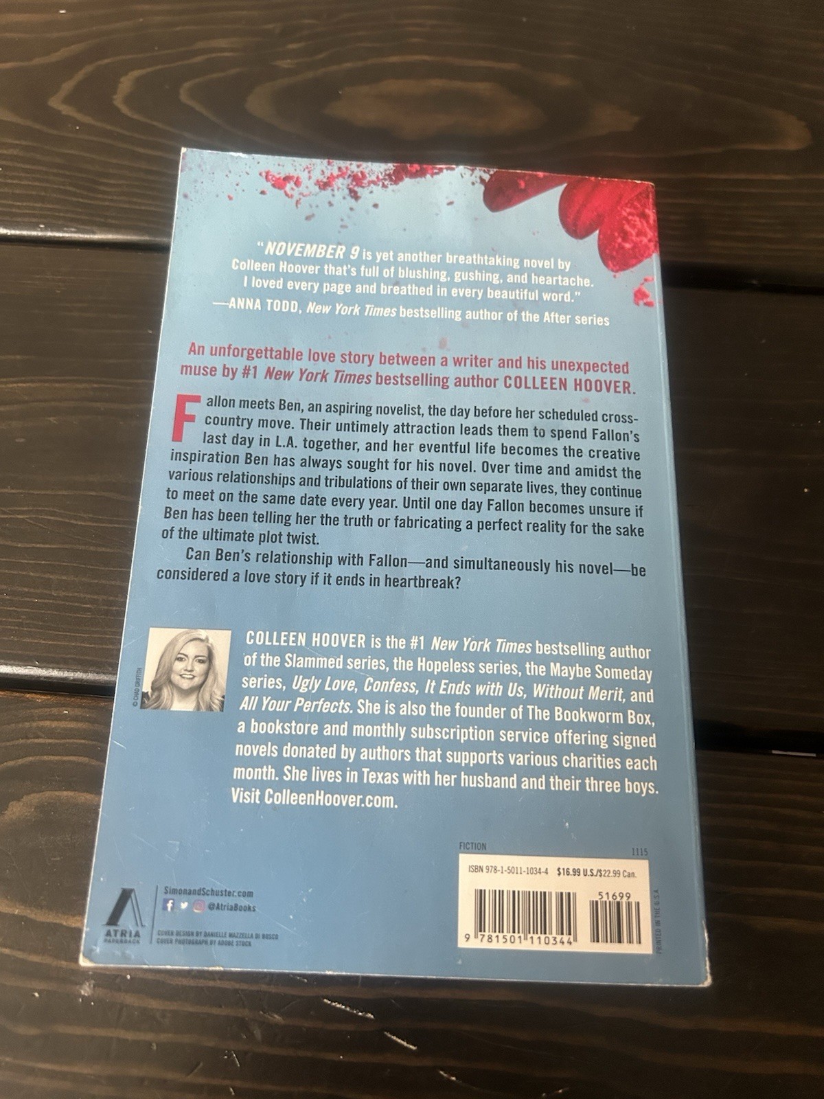 November 9 : A Novel by Colleen Hoover (2015, Trade Paperback)