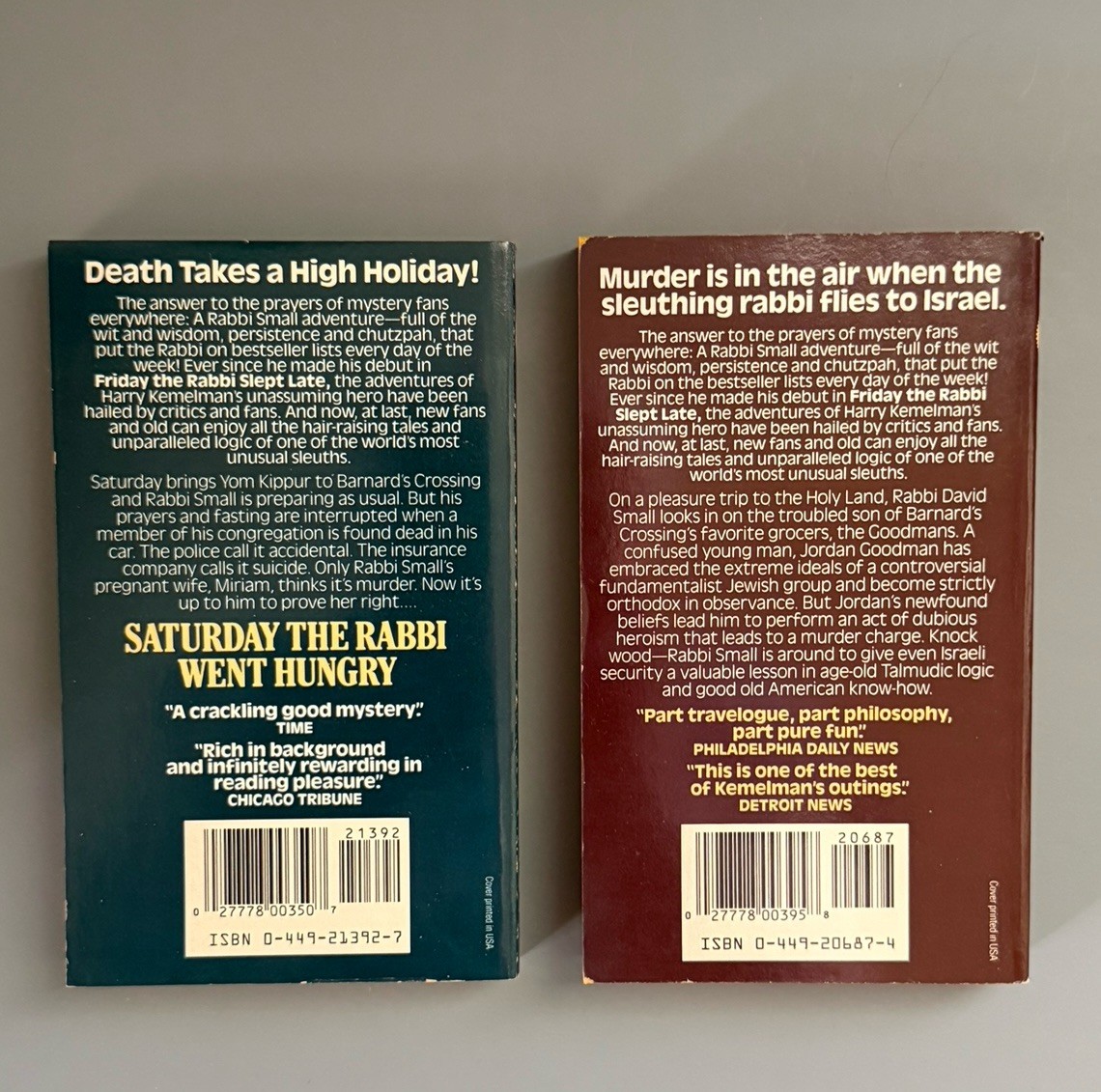 Lot 10 Harry Kemelman Rabbi Small Paperback Books Mysteries Vintage 1980s 1990s