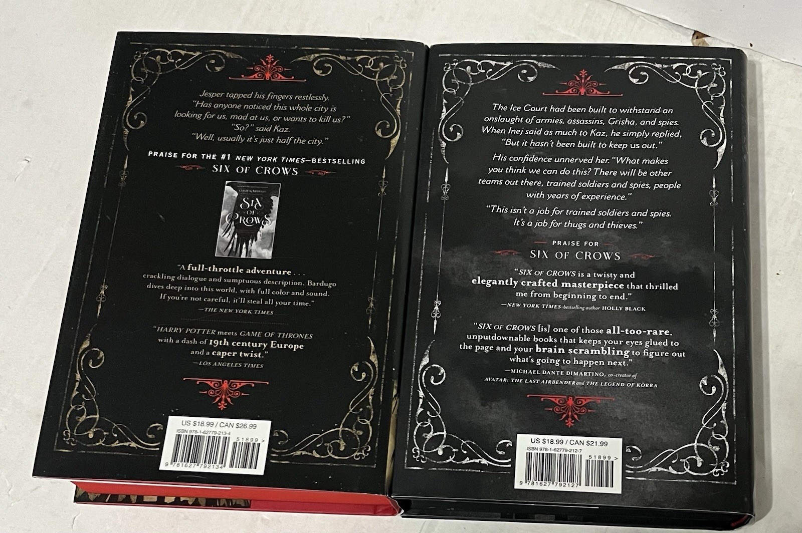 Crooked Kingdom Six of Crows by Leigh Bardugo (2 Hardcover) Colored Pages VG