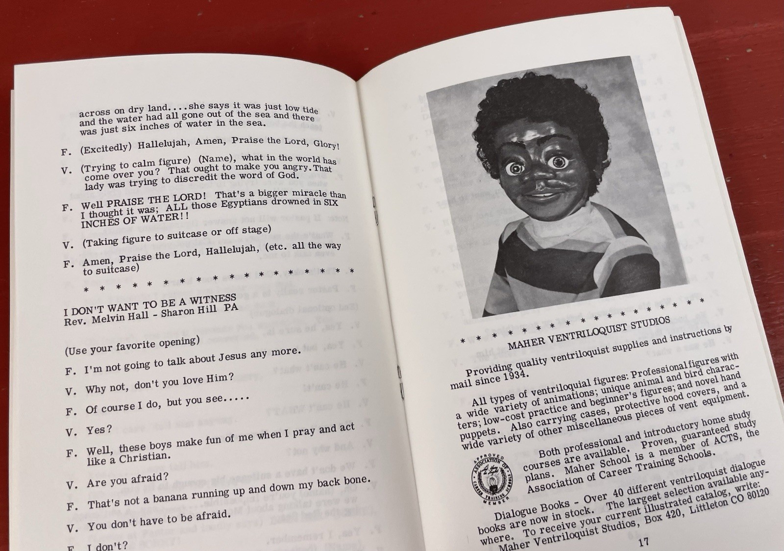 N.A.A.V. Dialogues for Ventriloquists Gospel Subjects Maher Studios VTG PB 1974