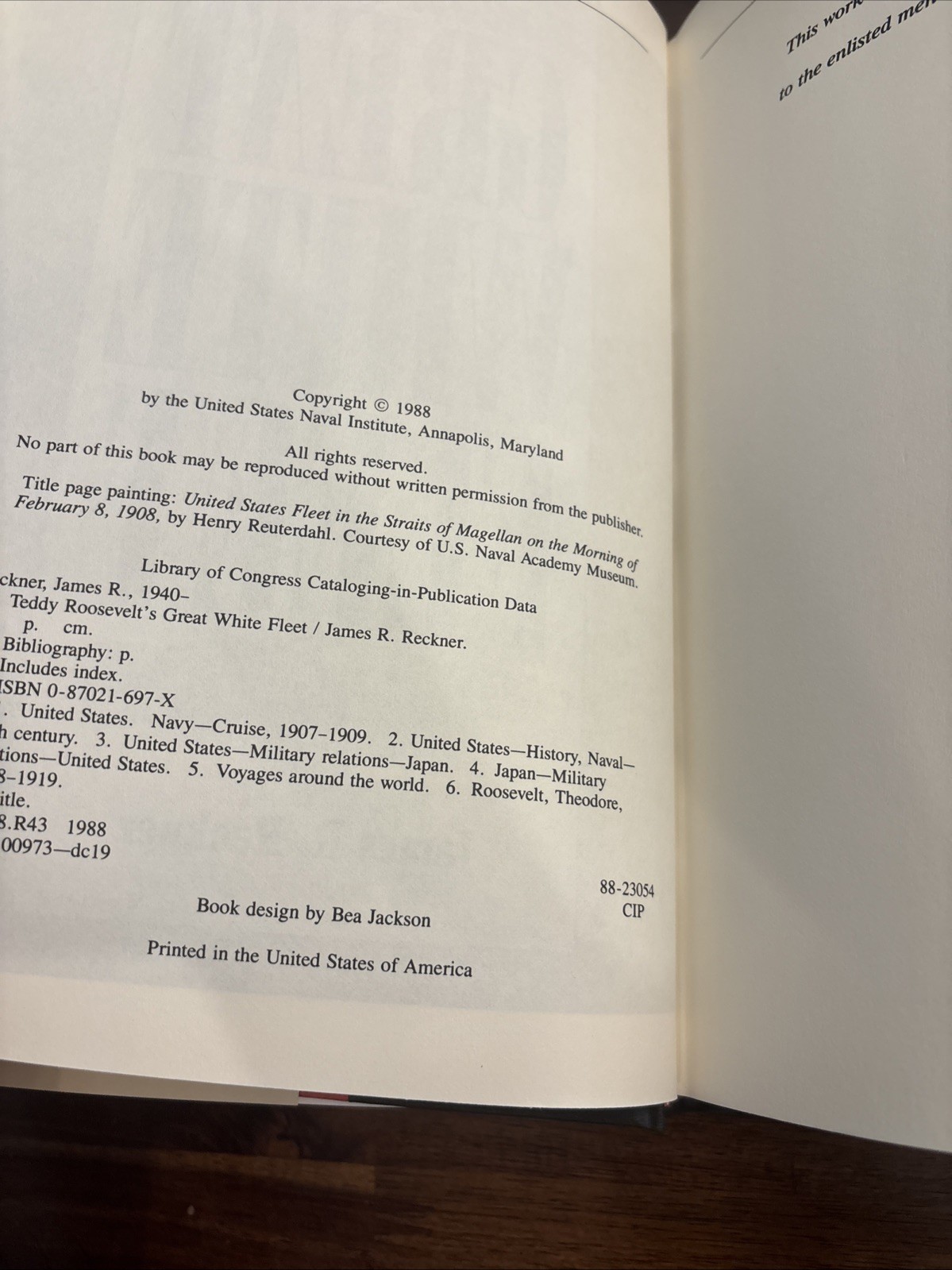 Teddy Roosevelt’s Great White Fleet – hardcover Reckner, James R.