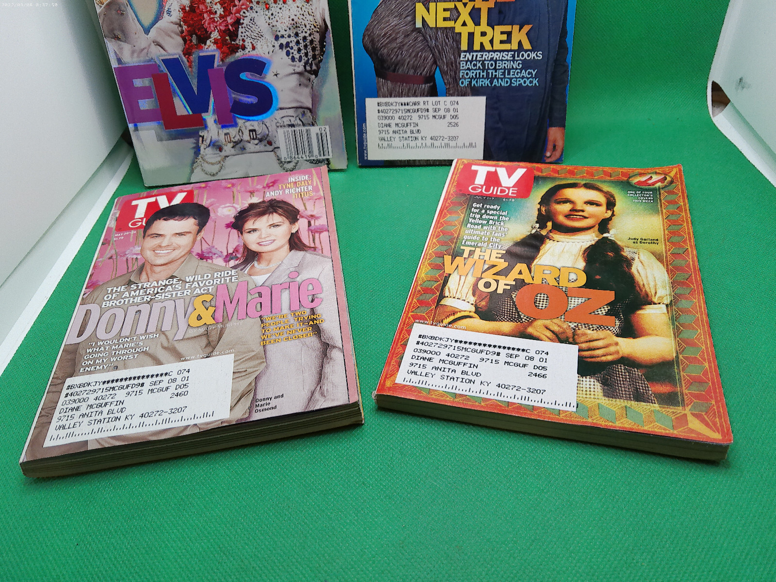 TV Guide Donny Marie Elvis Star Trek Enterprise Wizard Oz lot 4 2000 2001 dated