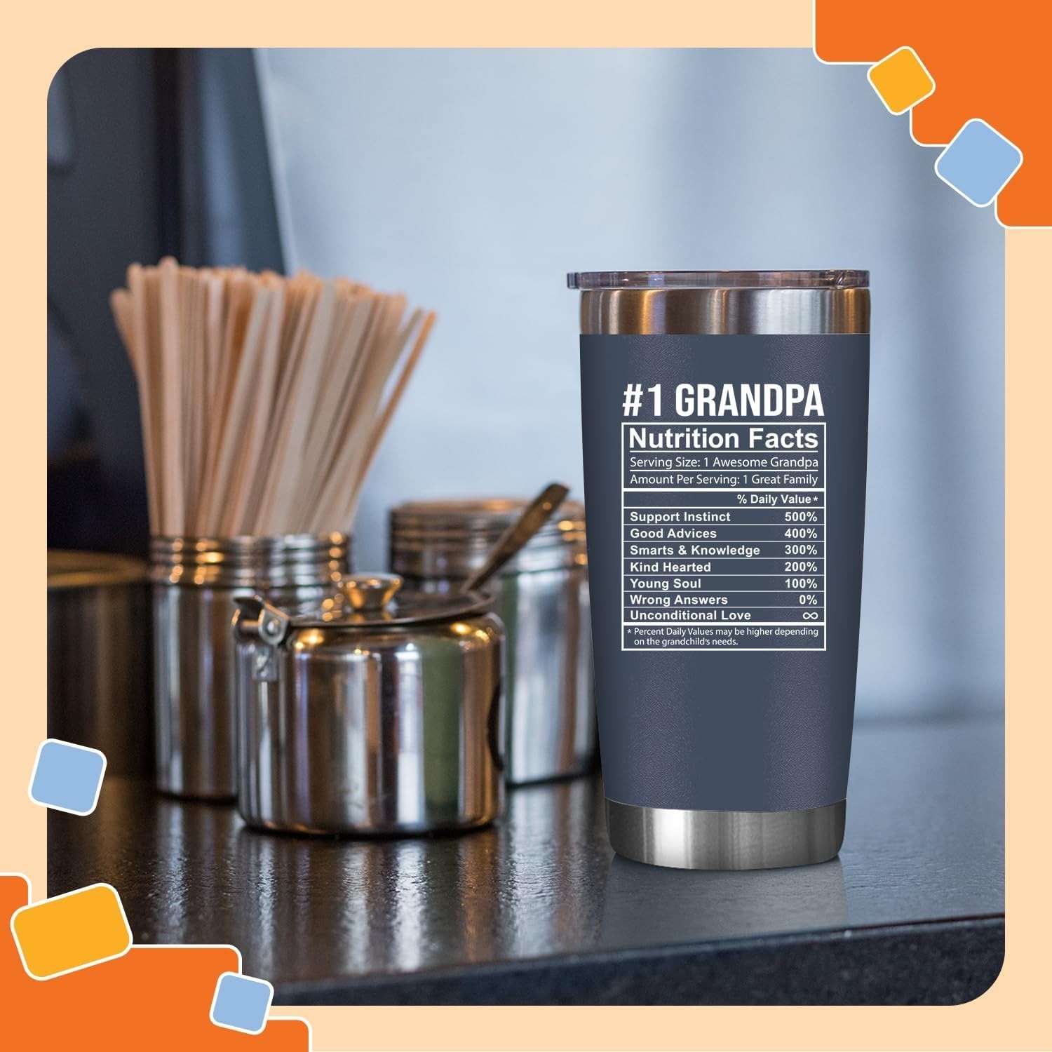 20 Oz BPA-Free Steel Tumbler – Perfect Gift for Grandfather’s Birthday & More
