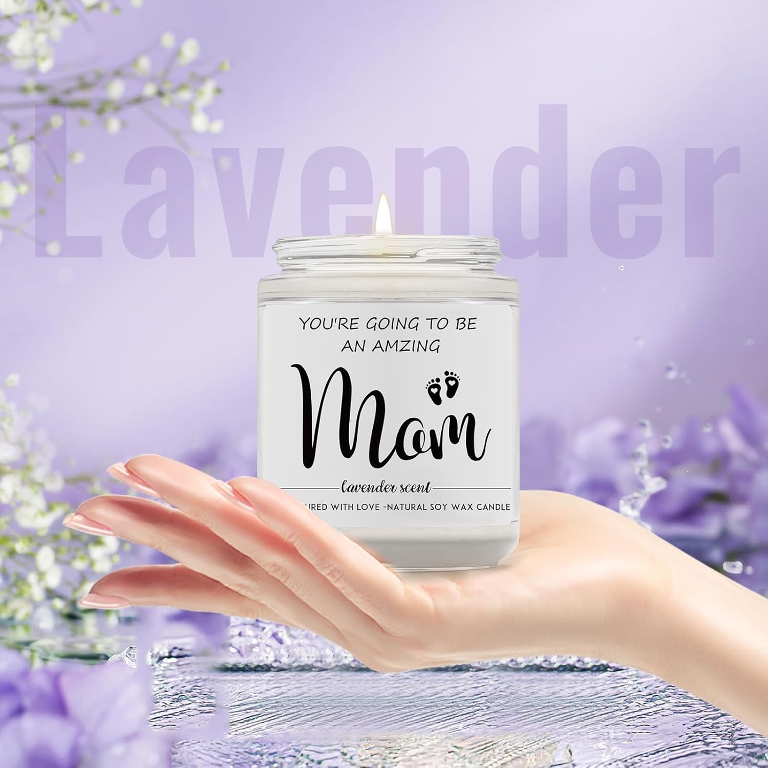 7oz Lavender Soy Wax Candle – Ideal Gift for First-Time Moms and Baby Showers