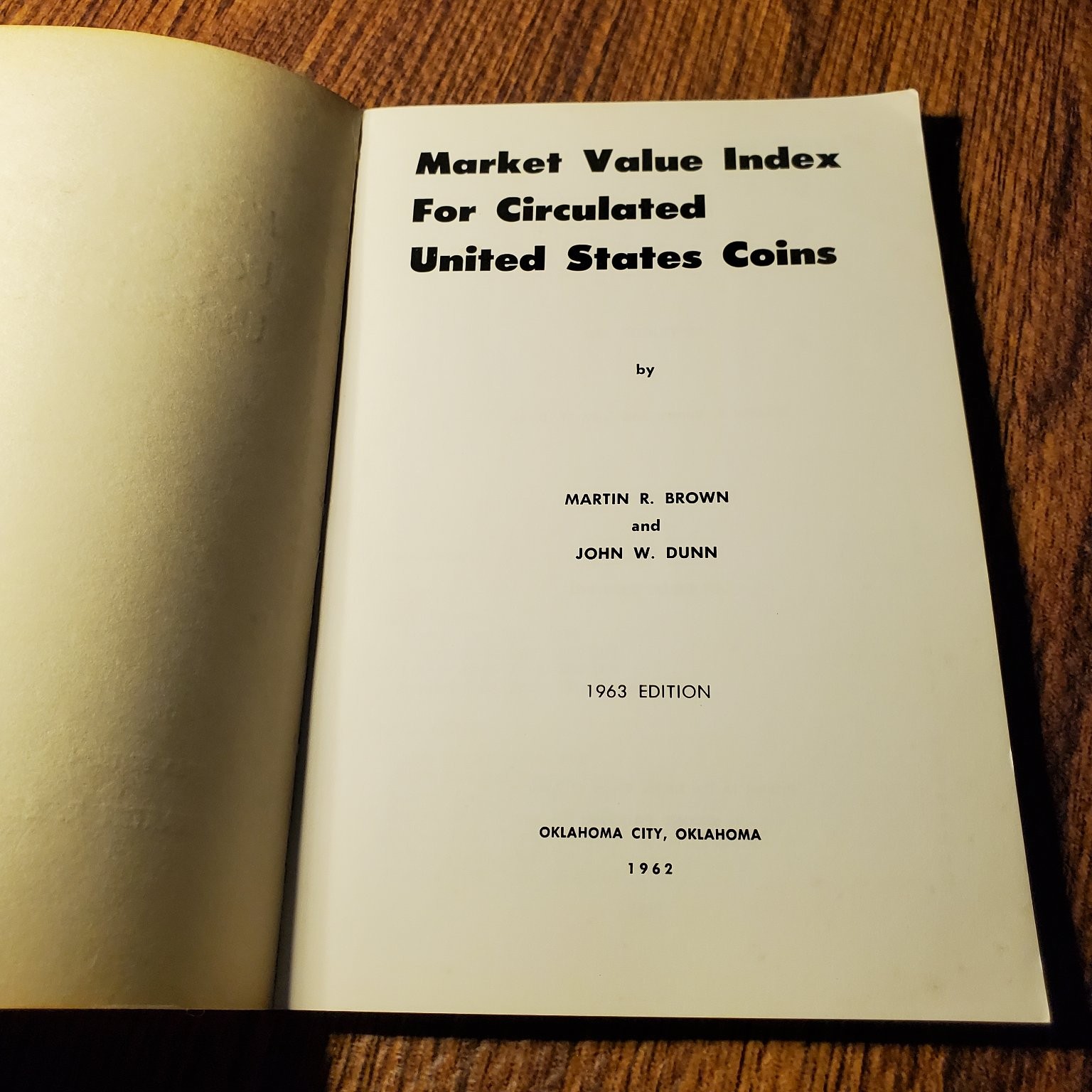 Market Value Index for Circulated U.S. Coins Brown Dunn 1963 Edition