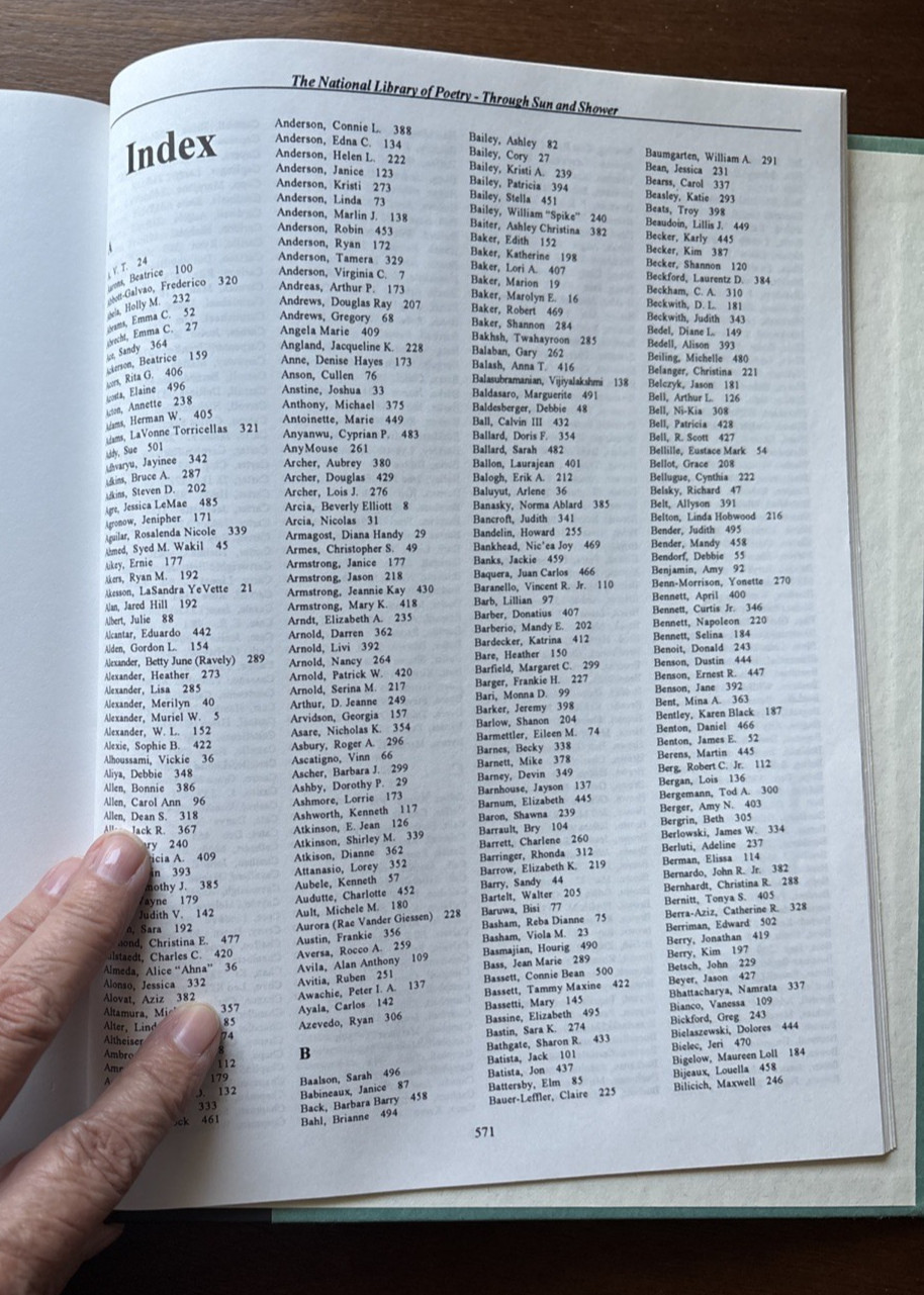 Through Sun and Shower 1997 The National Library of Poetry Chris Tyler, Editor