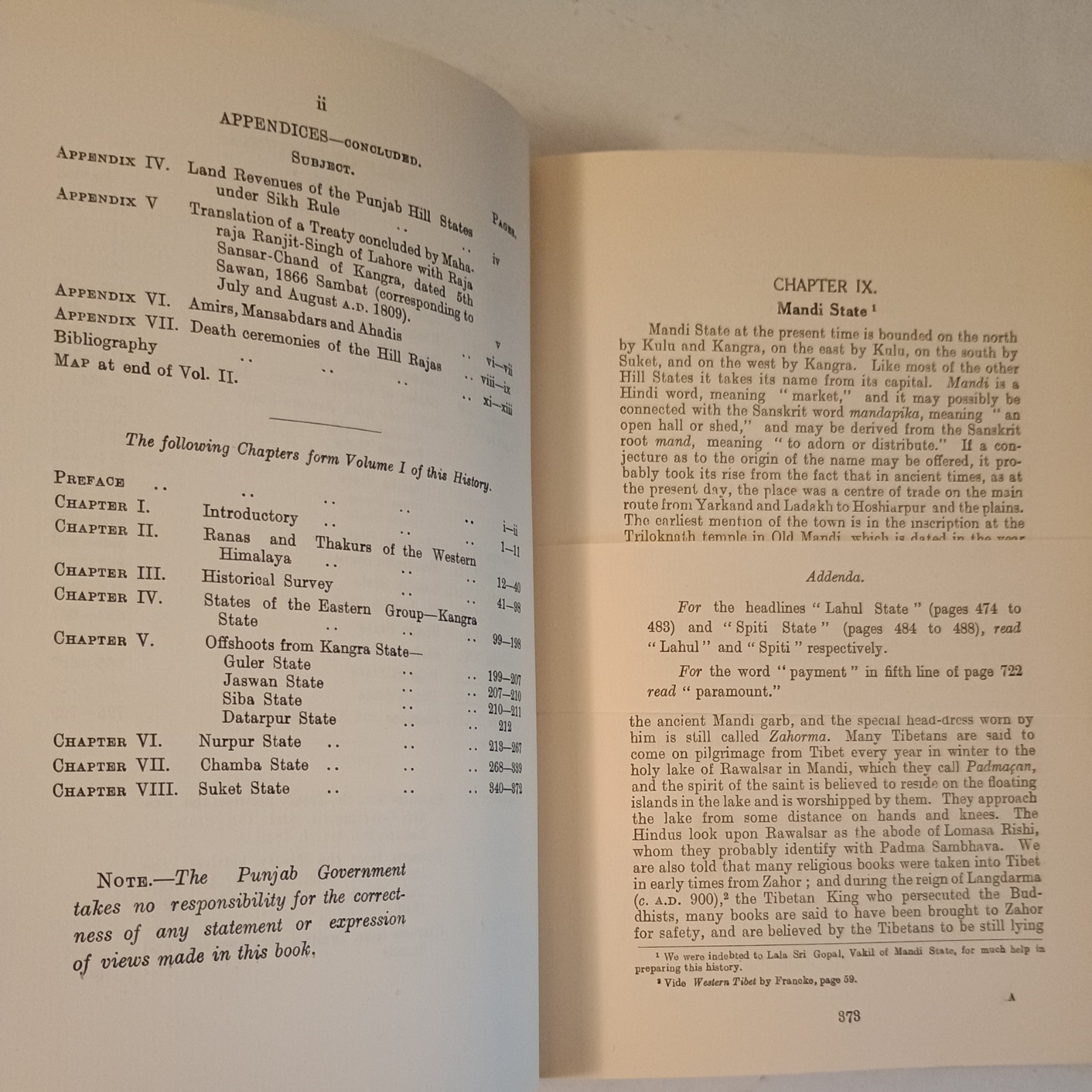 History Of The Panjab Hill States, Vogel, Hutchinson, 1st edition, 2 volumes HB