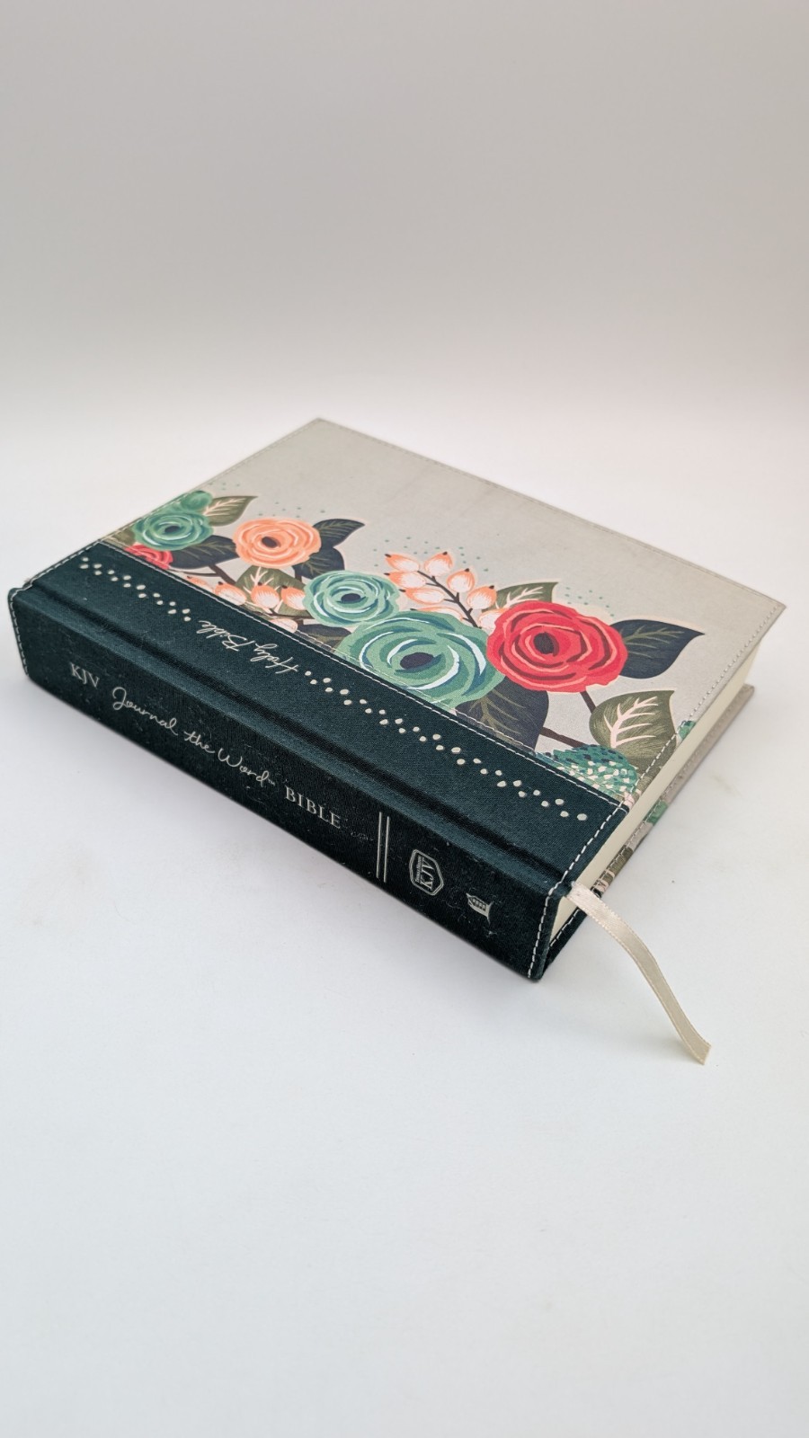 KJV, Journal the Word Bible, Hardcover, Green Floral Cloth, Red Letter Edition :