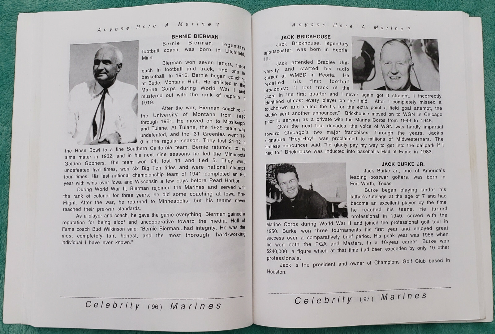 Anyone Here A Marine? Vol. II Celebrity Marines Rare Trade Paperback 184 Pages
