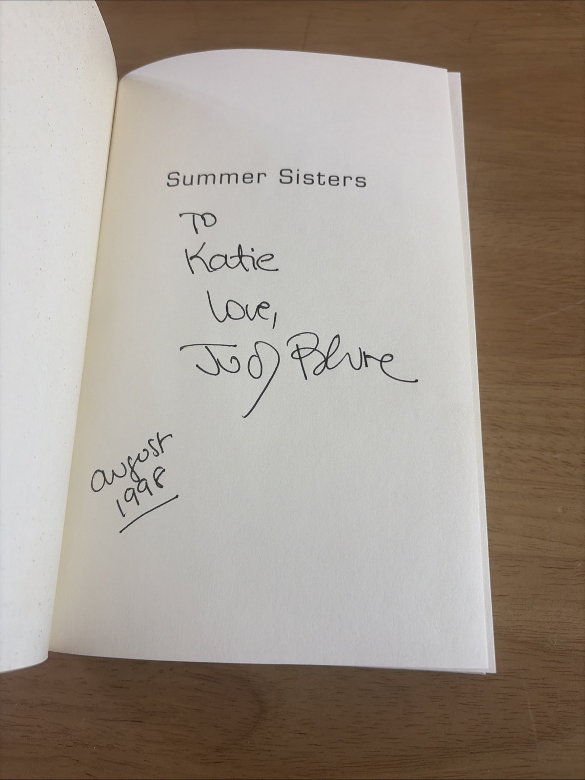SIGNED Summer Sisters By Judy Blume HCDJ FINE/NF ~ UNREAD COPY : To Katie