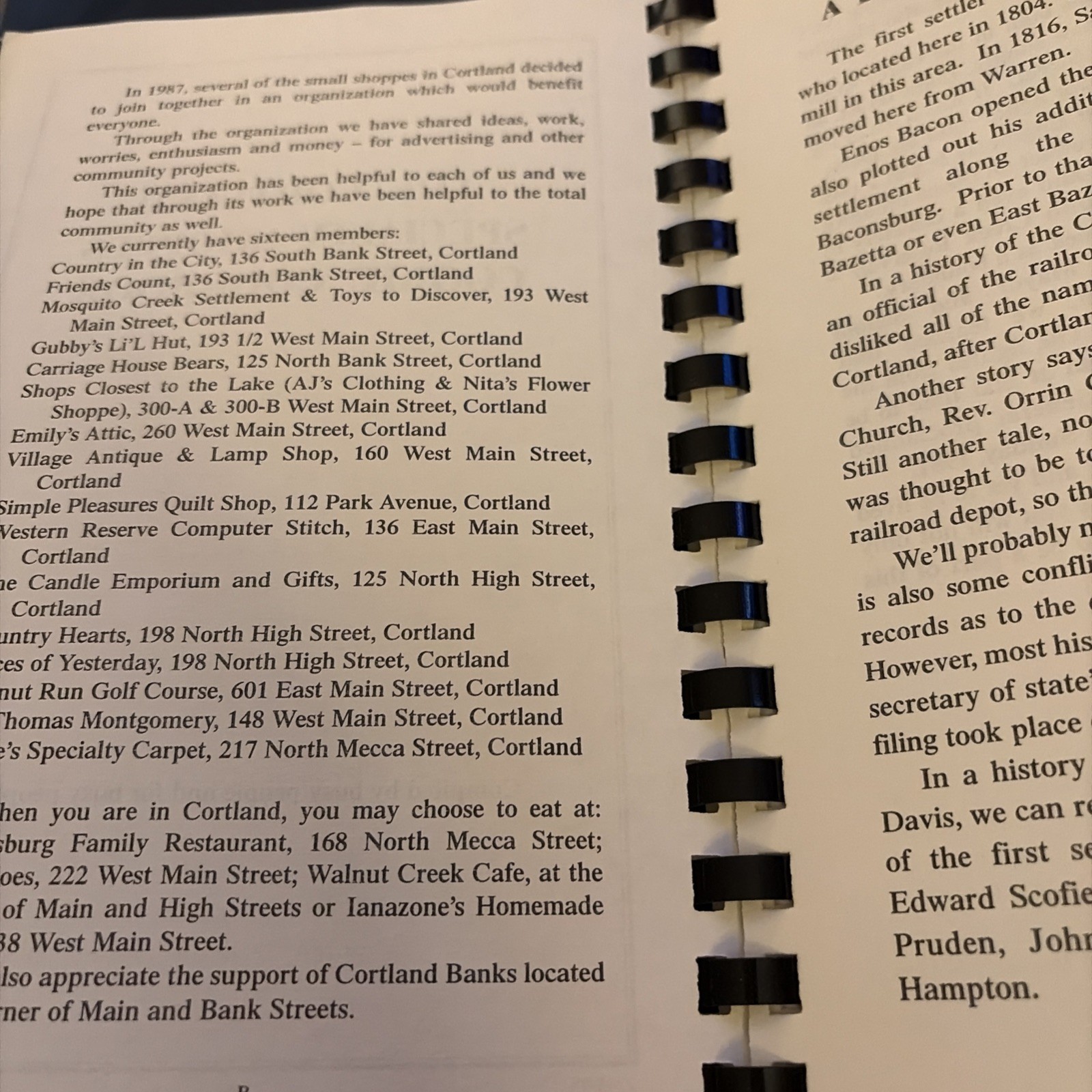 Cortland Speciality Shoppes Cookie Cookbook VTG 1987 Cortland, Ohio 128 Pages