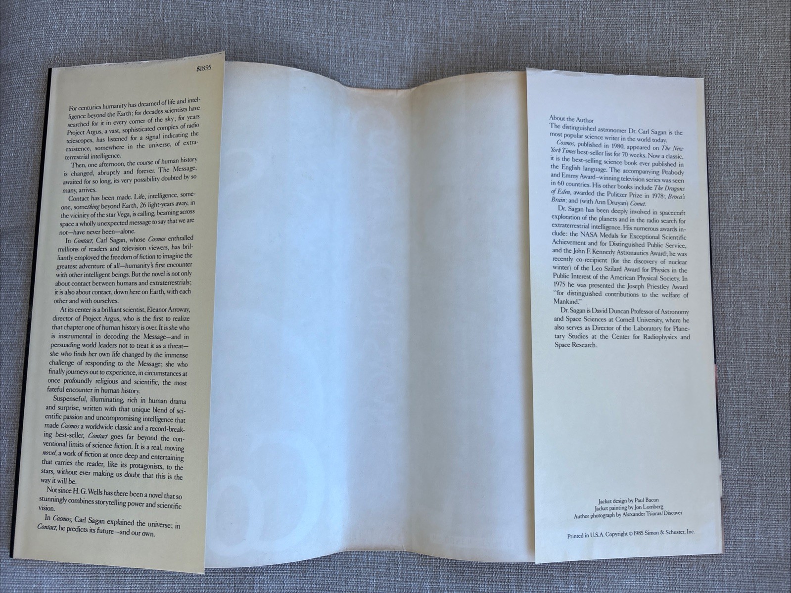 Contact by Carl Sagan 1985 Hardcover First Edition First Printing Novel Book HC