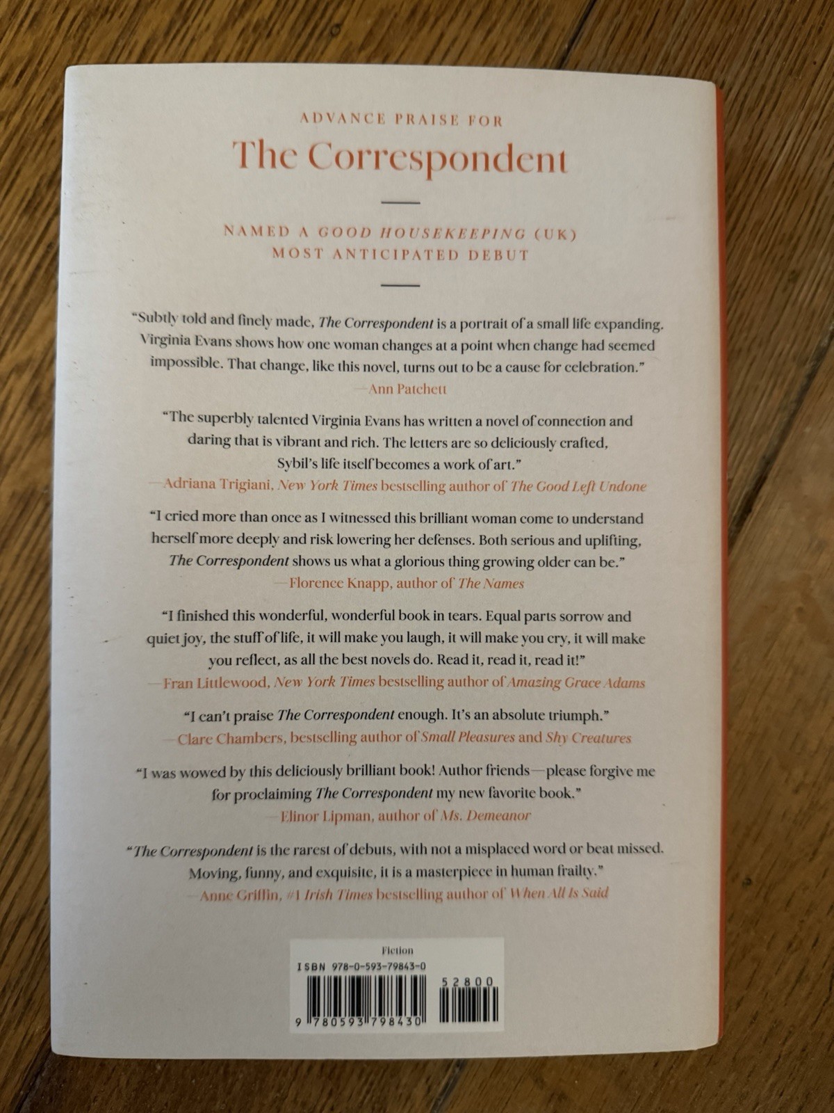 Correspondent: A Novel by Virginia Evans Hardcover Crown 2025 Contemporary
