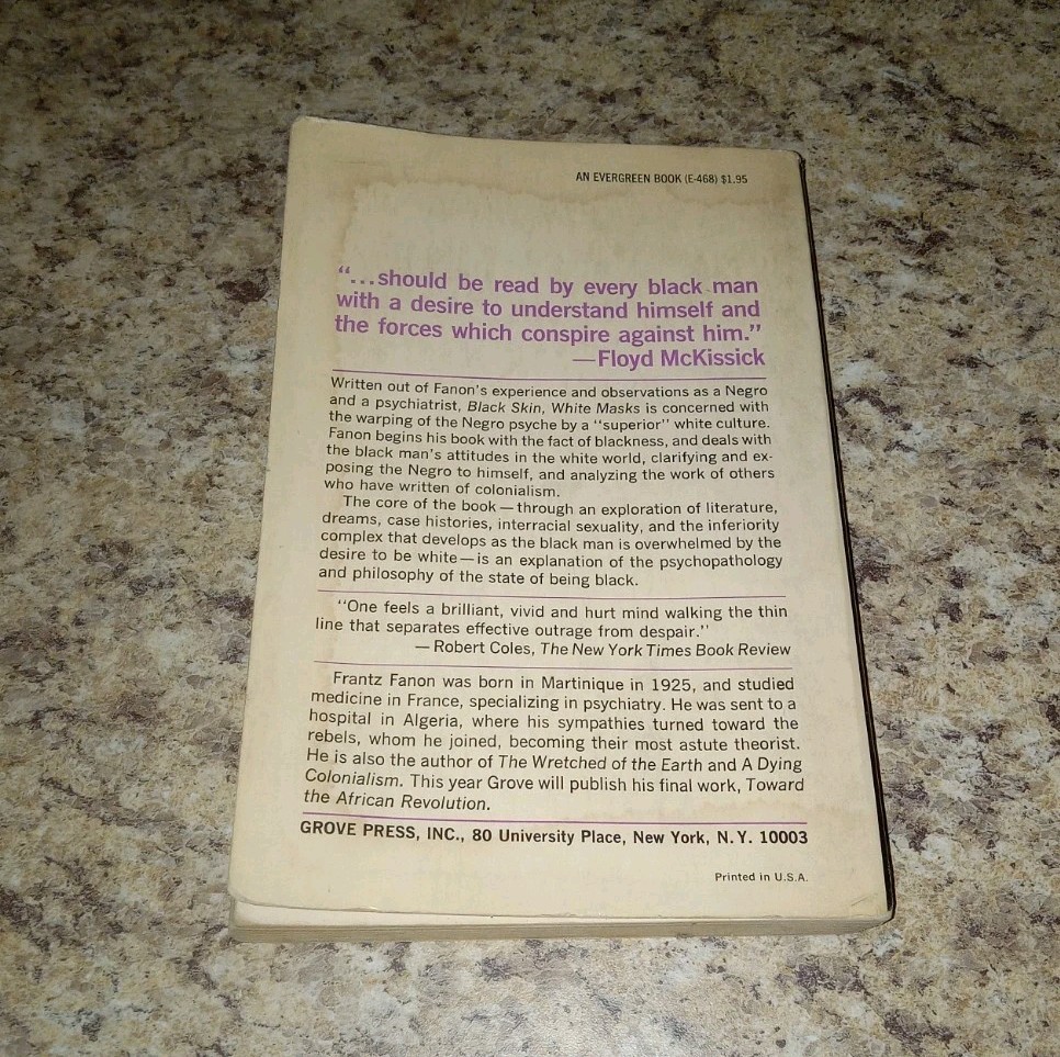 Black Skin White Masks Frantz Fanon 1967 3rd Print GROVE PRESS Vintage Book