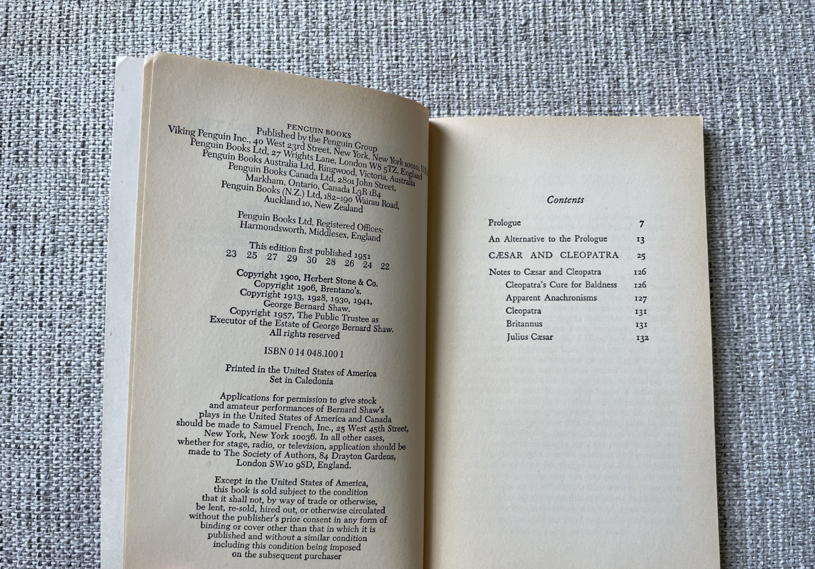 Caesar and Cleopatra by Bernard Shaw 1957 Penguin PB Good Condition Ships Free
