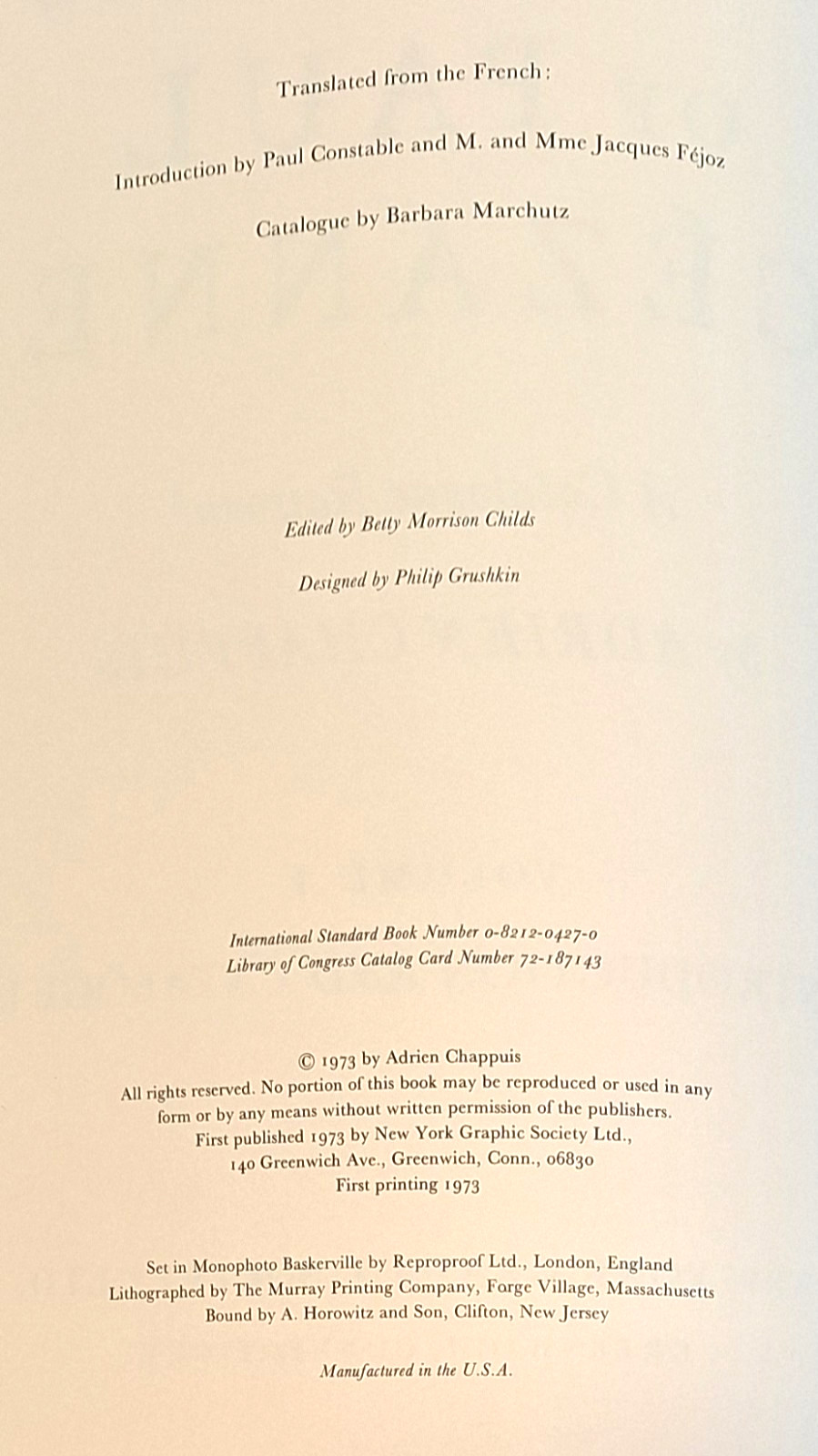 Drawings of Paul Cezanne: A Catalogue Raisonne Adrien Chappui, 1973 First Print