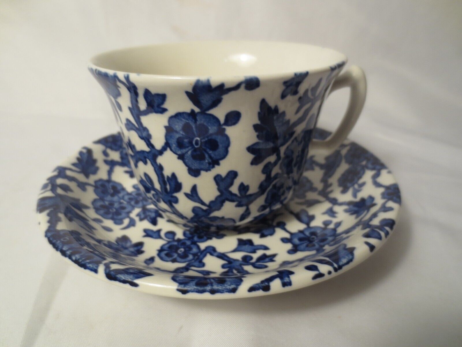 Burleigh Arden Blue Breakfast Cup & Saucer 7oz Staffordshire England Excellent