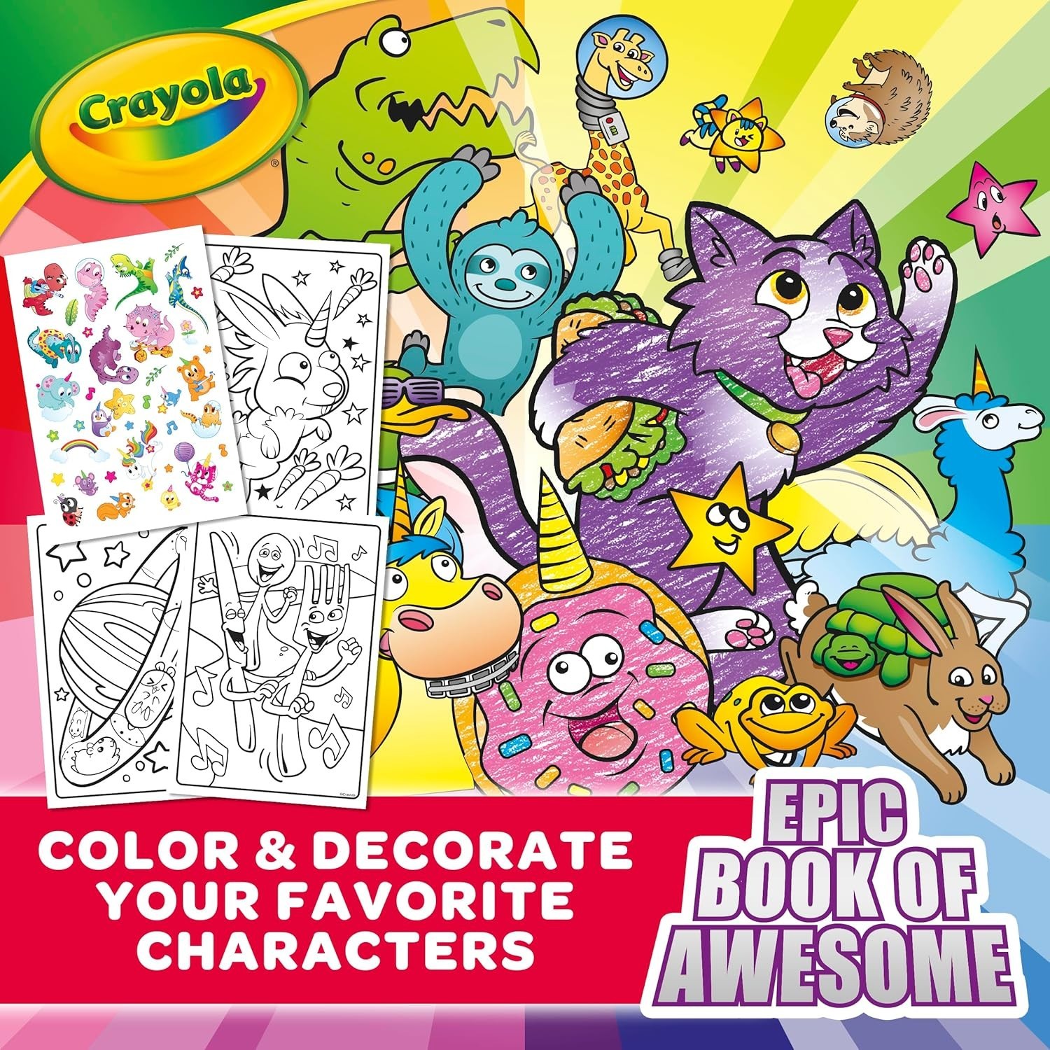 Giant Epic Coloring Book with 288 Pages & Foil Stickers for Creative Kids