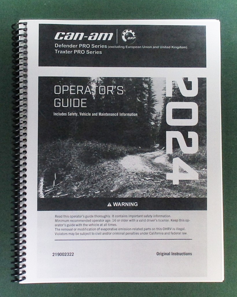 2024 Can-Am Defender PRO DPS HD10 Owner’s Manual: 244 Pages & Protective Covers