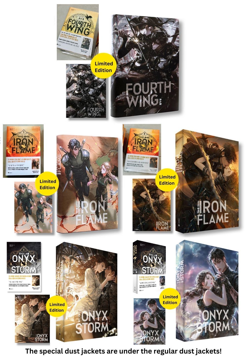 Fourth Wing, Onyx Storm, Iron Flame Set, Korean, Art Dust Jacket & Board – FedEx