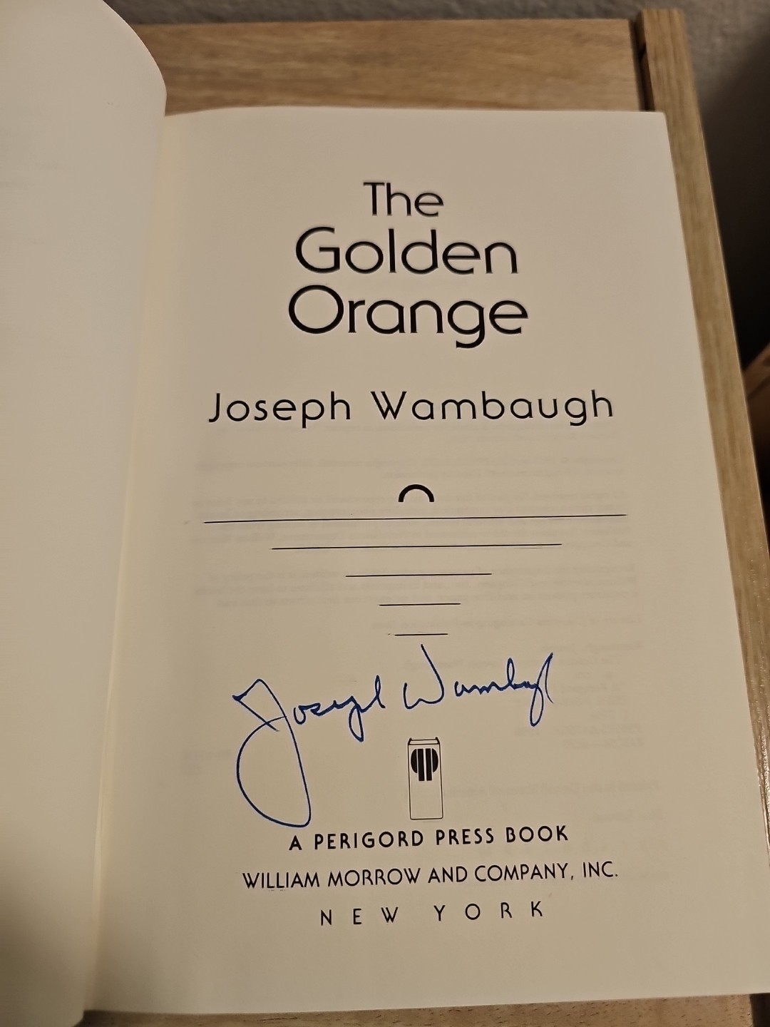Golden Orange by Joseph Wambaugh (1990, Hardcover) Signed By Author