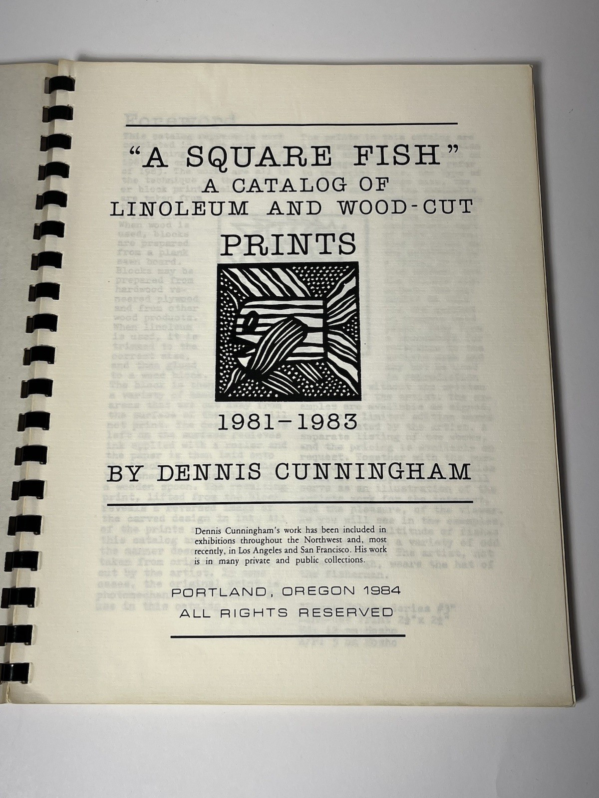 RARE Dennis Cunningham A SQUARE FISH Catalog of Prints 1981-1983 Oregon Artist