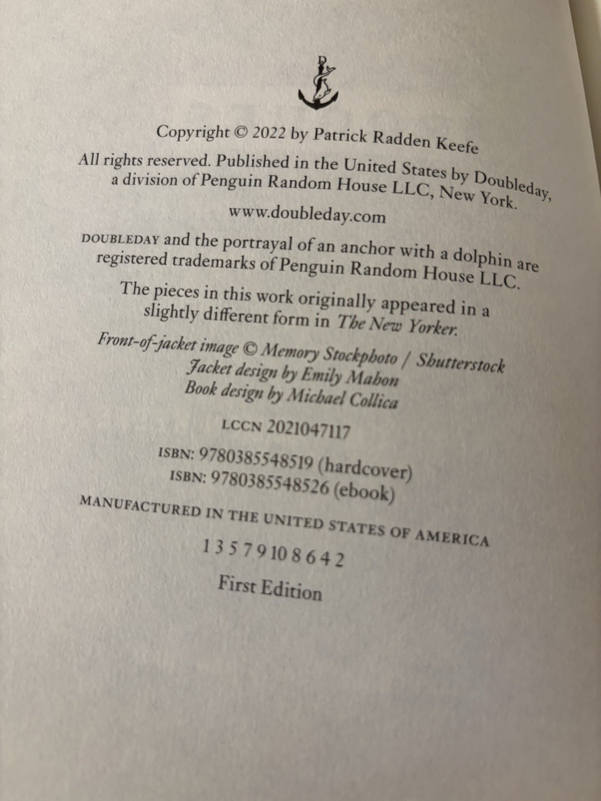 Rogues. Patrick Radden Keefe. 1st HC Ptg. Doubelday 2022. Fine- Unread