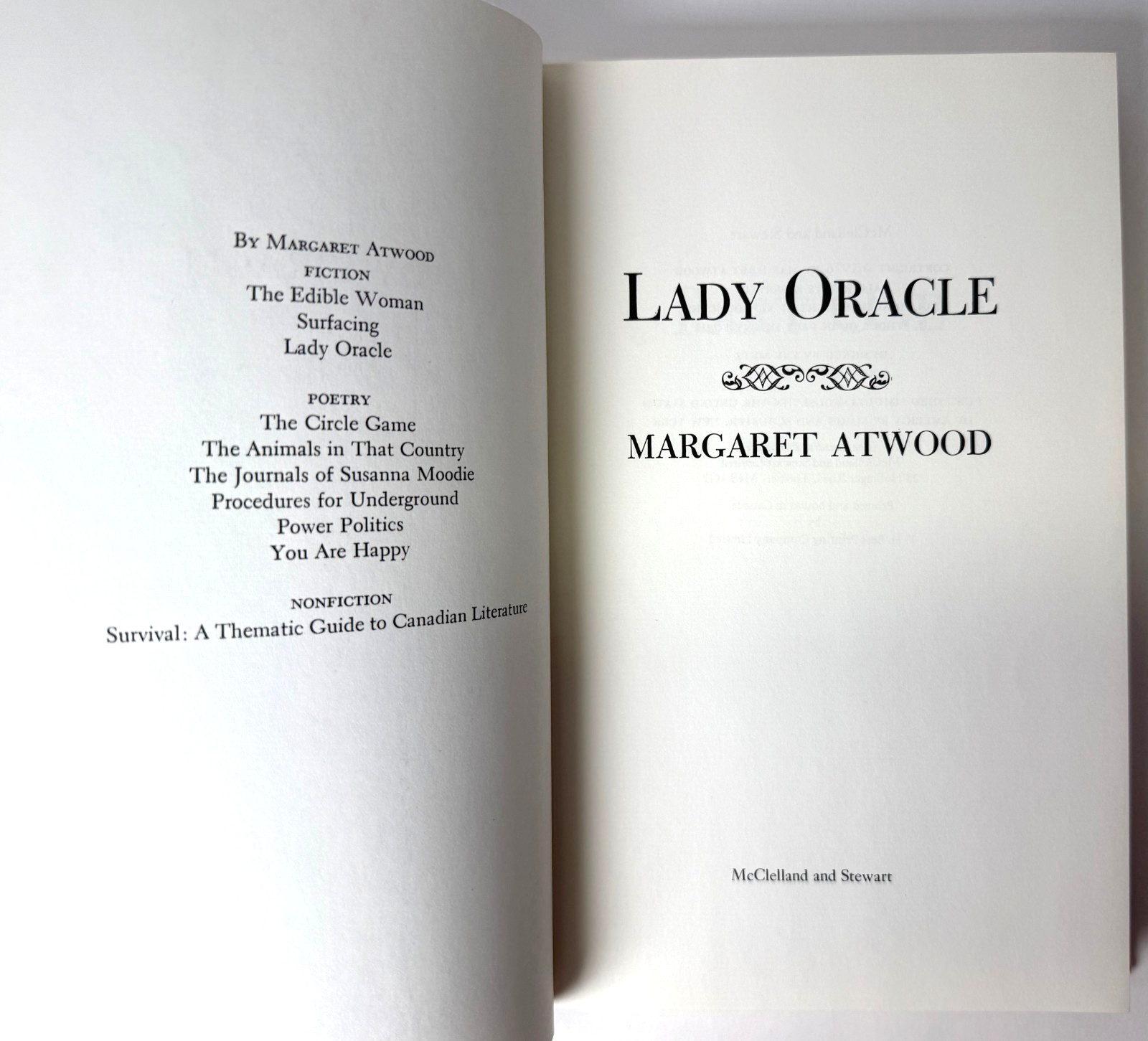 Lady Oracle, Margaret Atwood 1976 HCDJ 1st ed 1st print CA in Mylar, Near fine