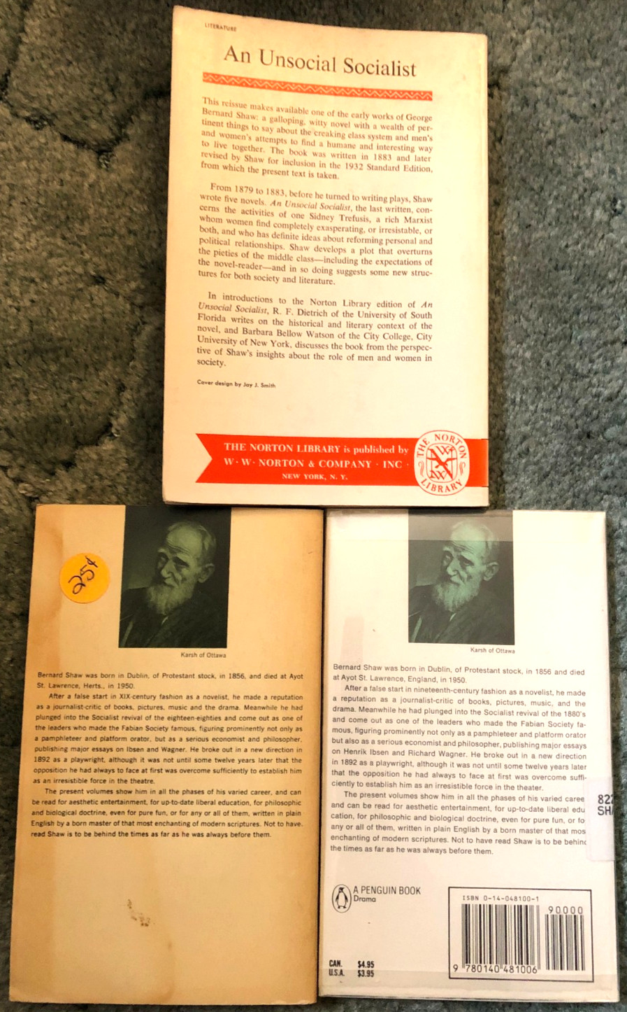 George Bernard Shaw books, lot of 3, An Unsocial Socialist, Man and Superman
