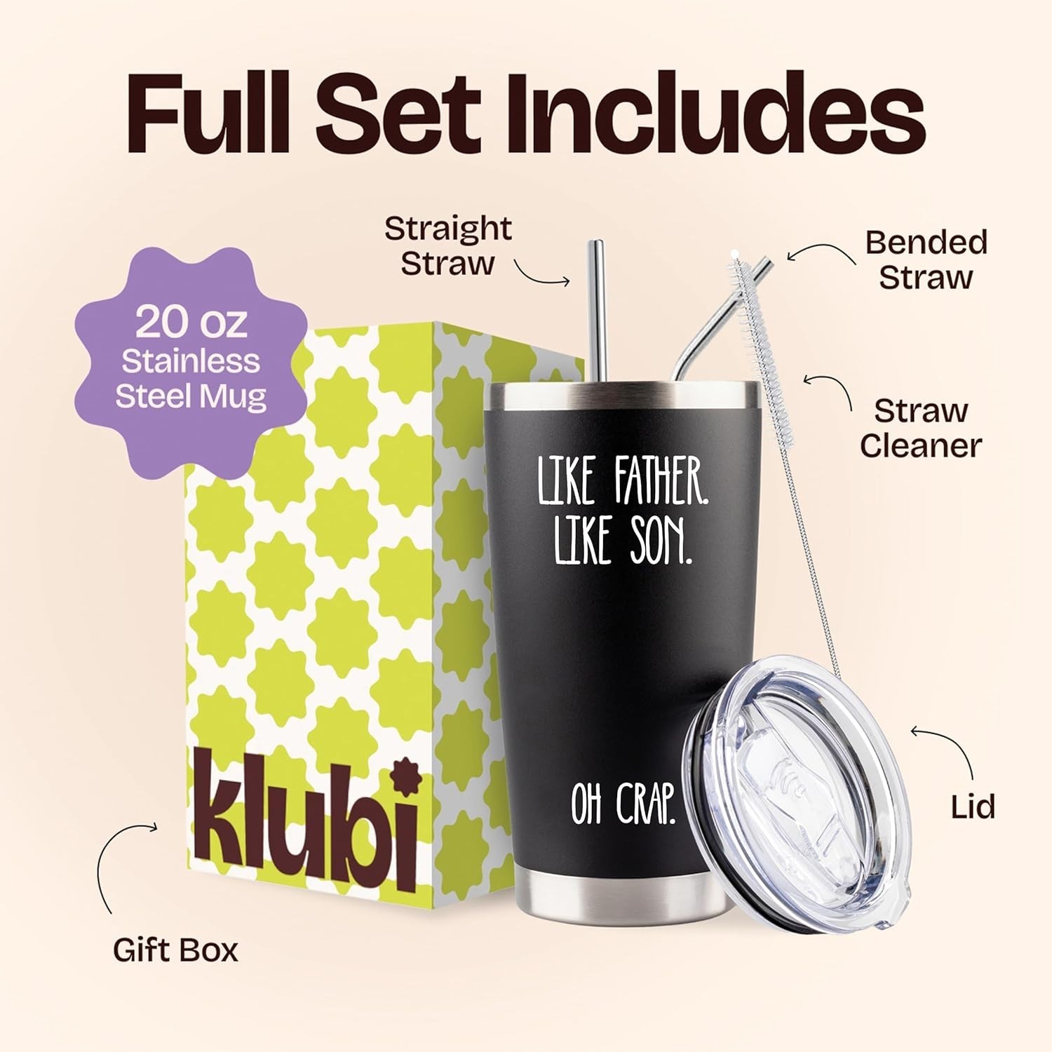 20oz Insulated Tumbler – Perfect Gift for Dads – Like Father Like Son Cup