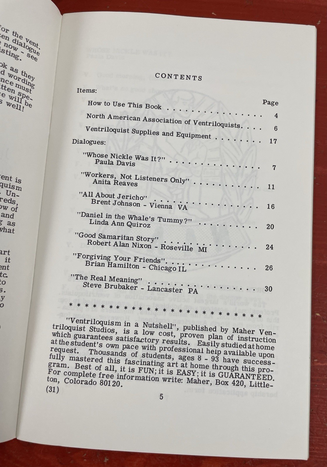 N.A.A.V. Dialogues for Ventriloquists Gospel Subjects Maher Studios VTG PB 1974