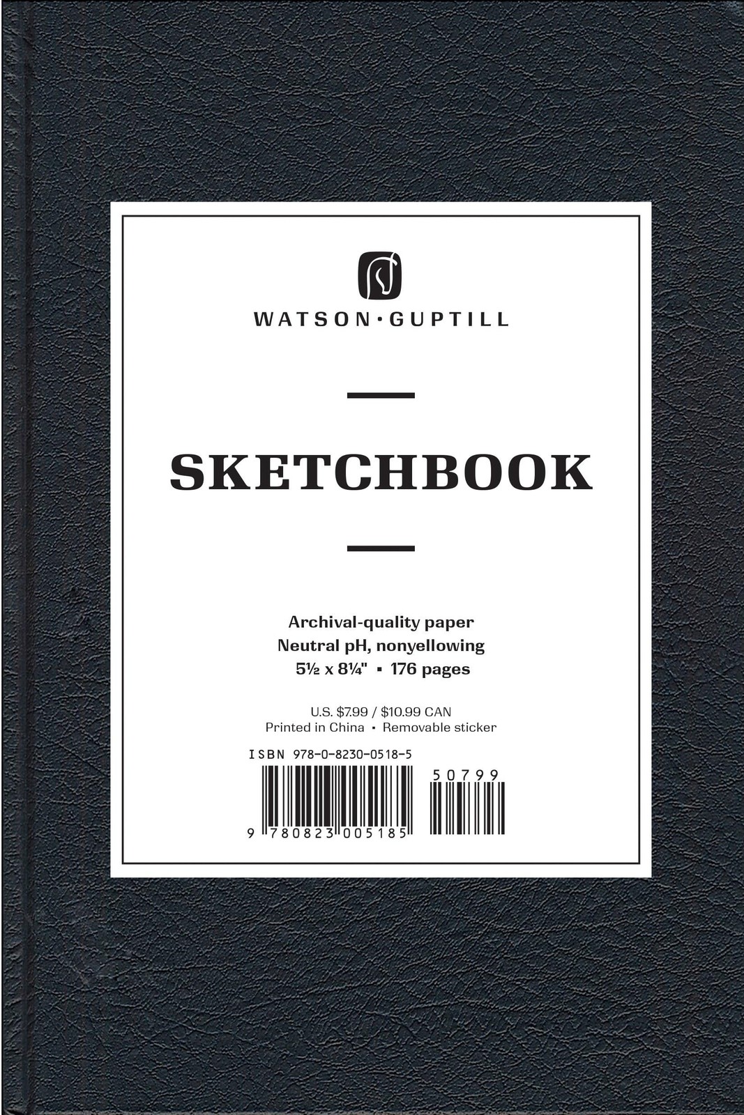 Sketchbook-Black Blank Book-5 1/2 x 8 1/4″, Watson-Guptill Publications, Excelle