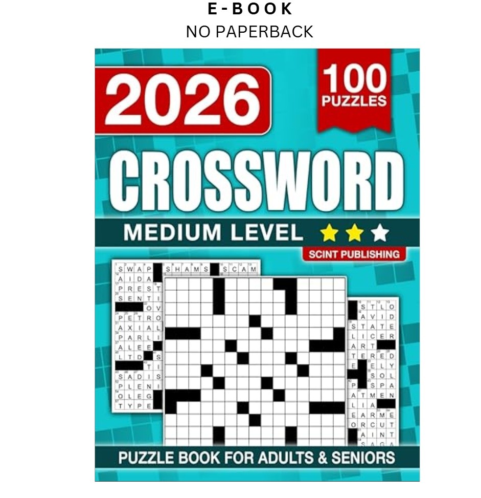 Medium Crossword Puzzle Book For Adults a, Scint Publishing 2025
