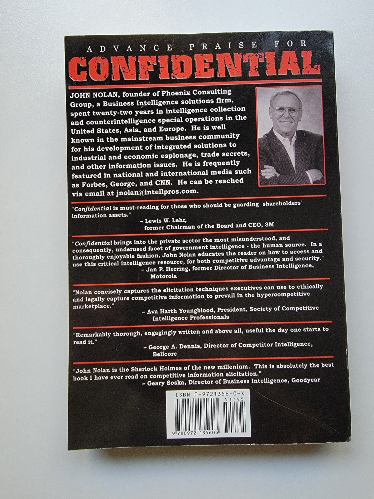 John Nolan CONFIDENTIAL: BUSINESS SECRETS, GETTING THEIRS -OUT OF PRINT – First